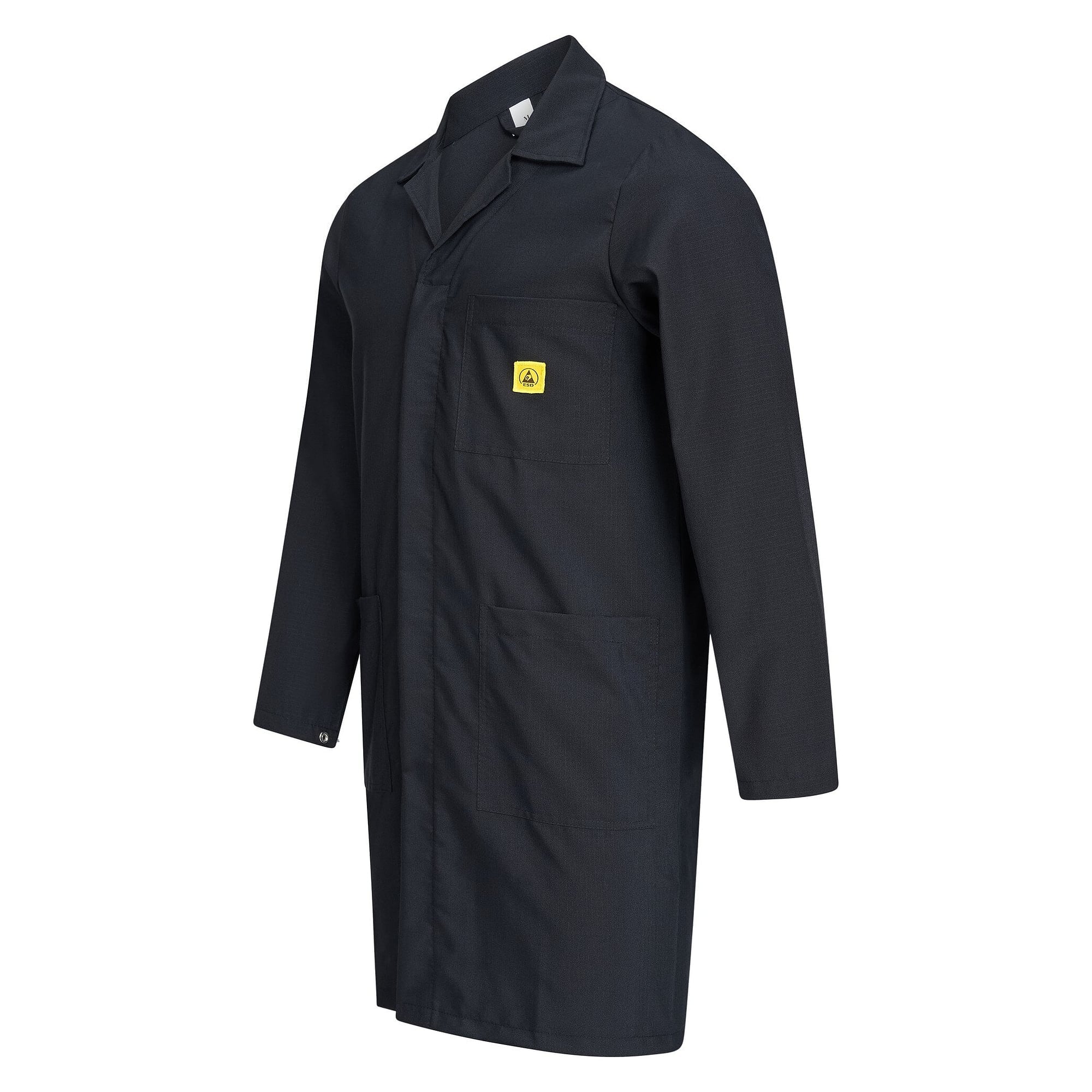 ESD-Arbeitsmantel langarm, 140 g/m², unisex, schwarz, Größe XL - Safeguard ESL-KK01-BKXL