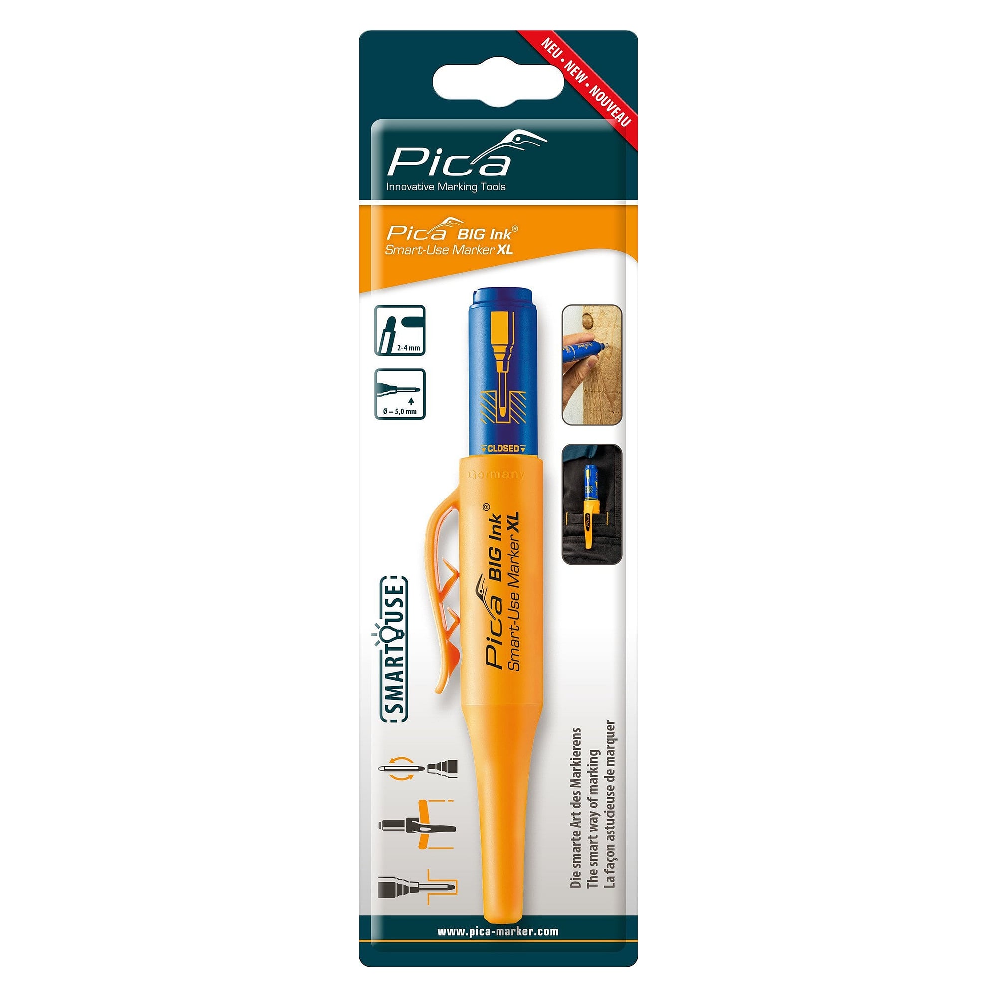 Smart-Use-Marker XL, Permanent- und Tieflochmarker in einem, blau, SB-Blister - Pica 170/41/SB