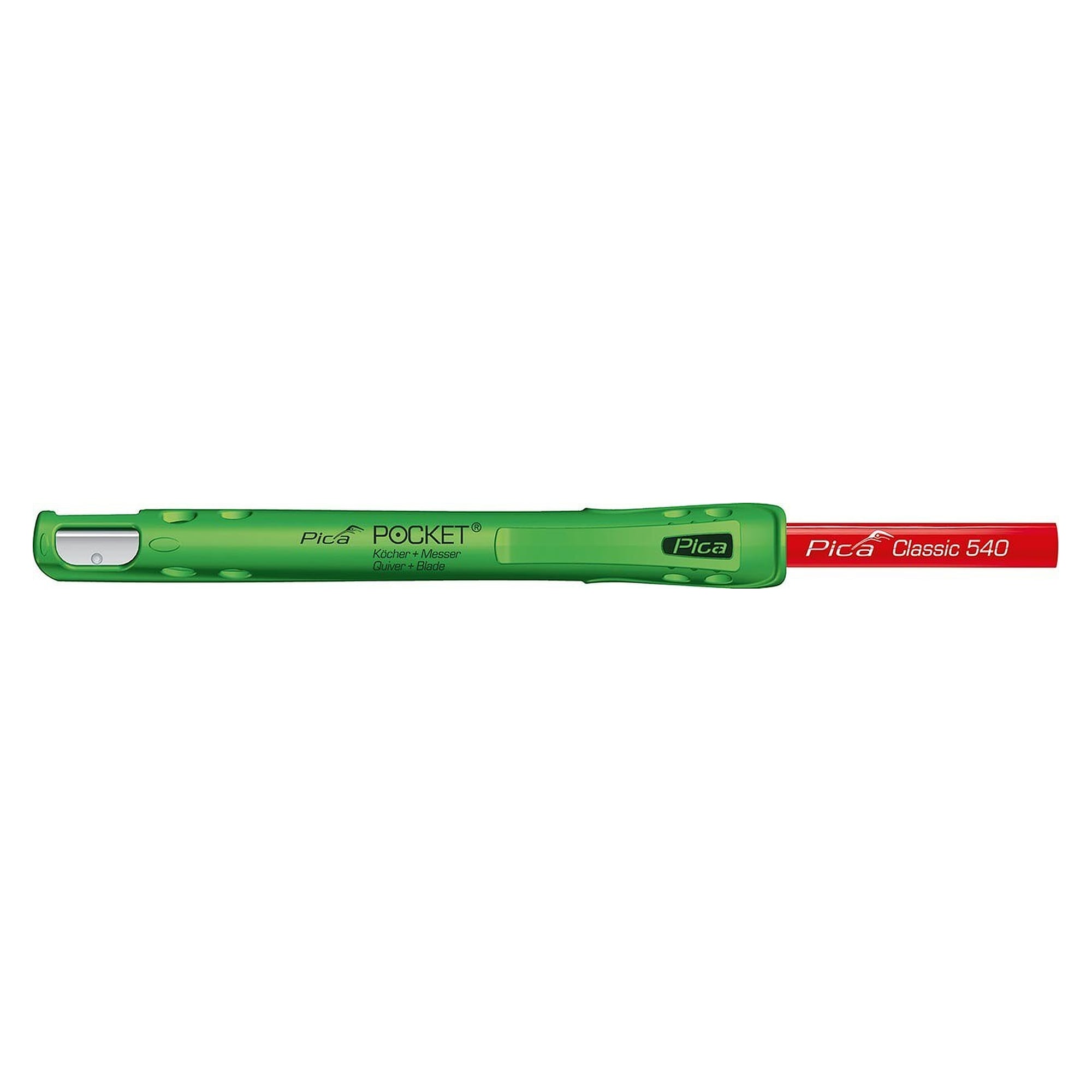 Pocket pencil quiver with integrated sharpening knife, incl. carpenter pencil 24 cm - Pica 505/01