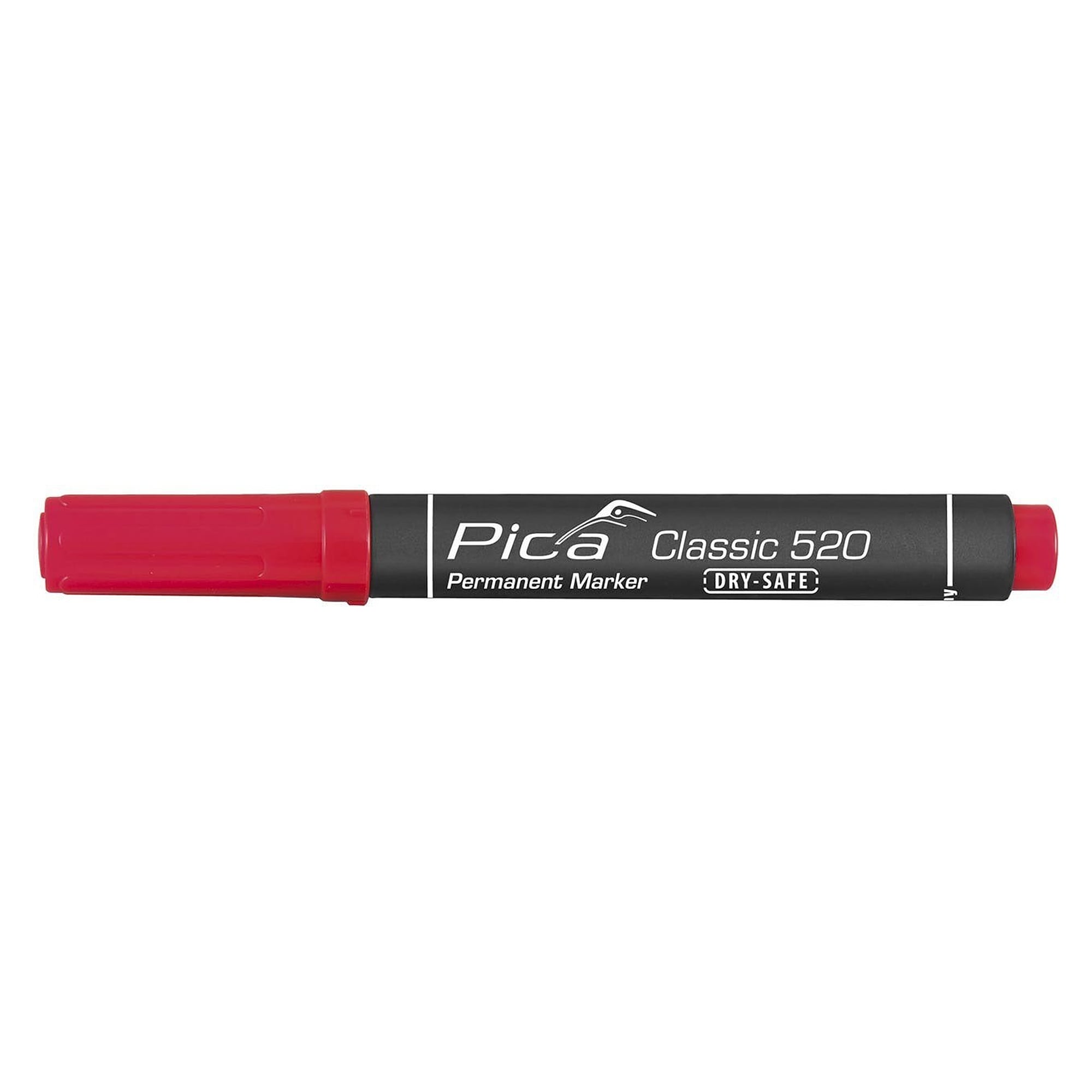 Permanent marker with bullet tip, line width 1 to 4 mm, red, waterproof - Pica 520/40
