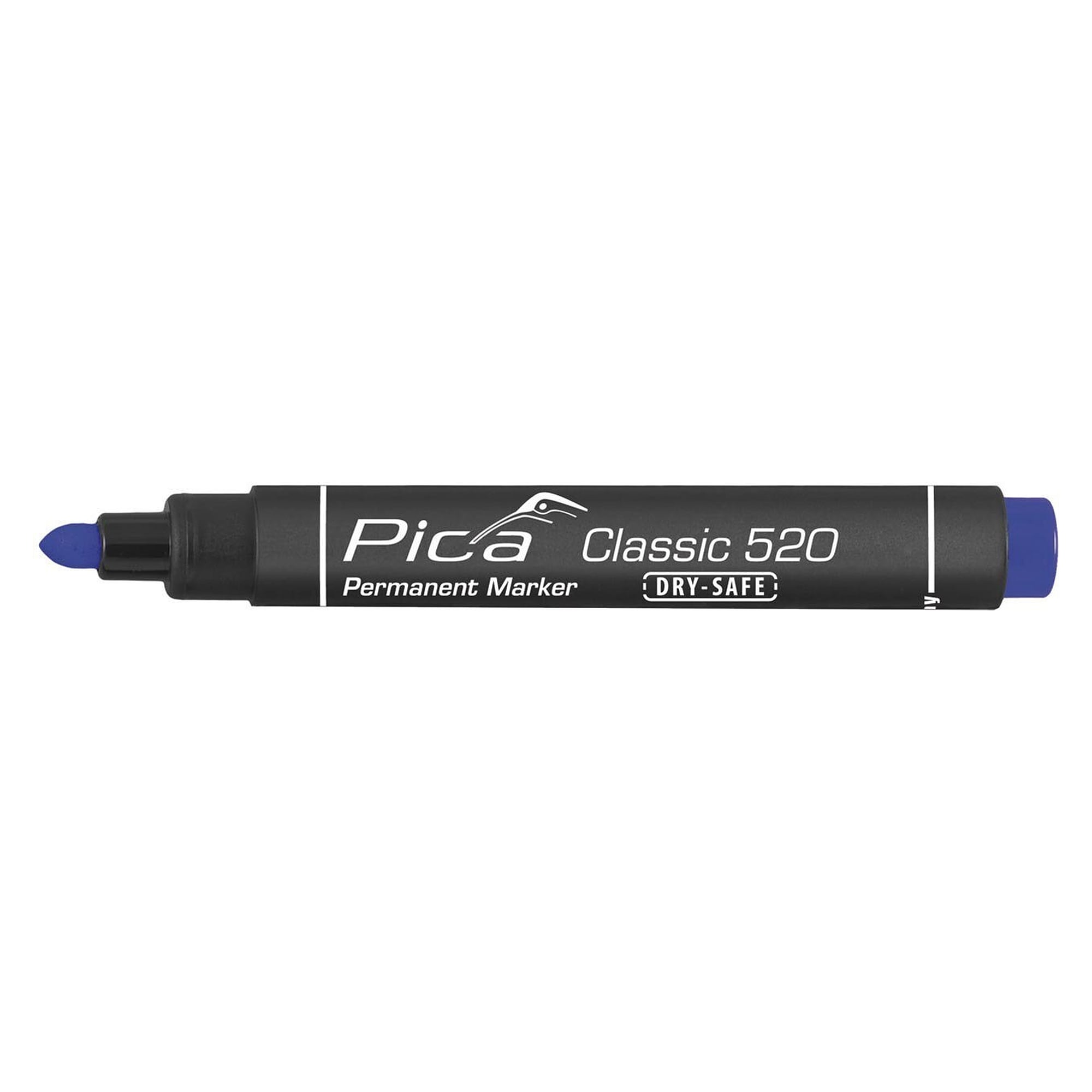 Permanent marker with bullet tip, line width 1 to 4 mm, blue, waterproof, blister pack - Pica 520/41/SB