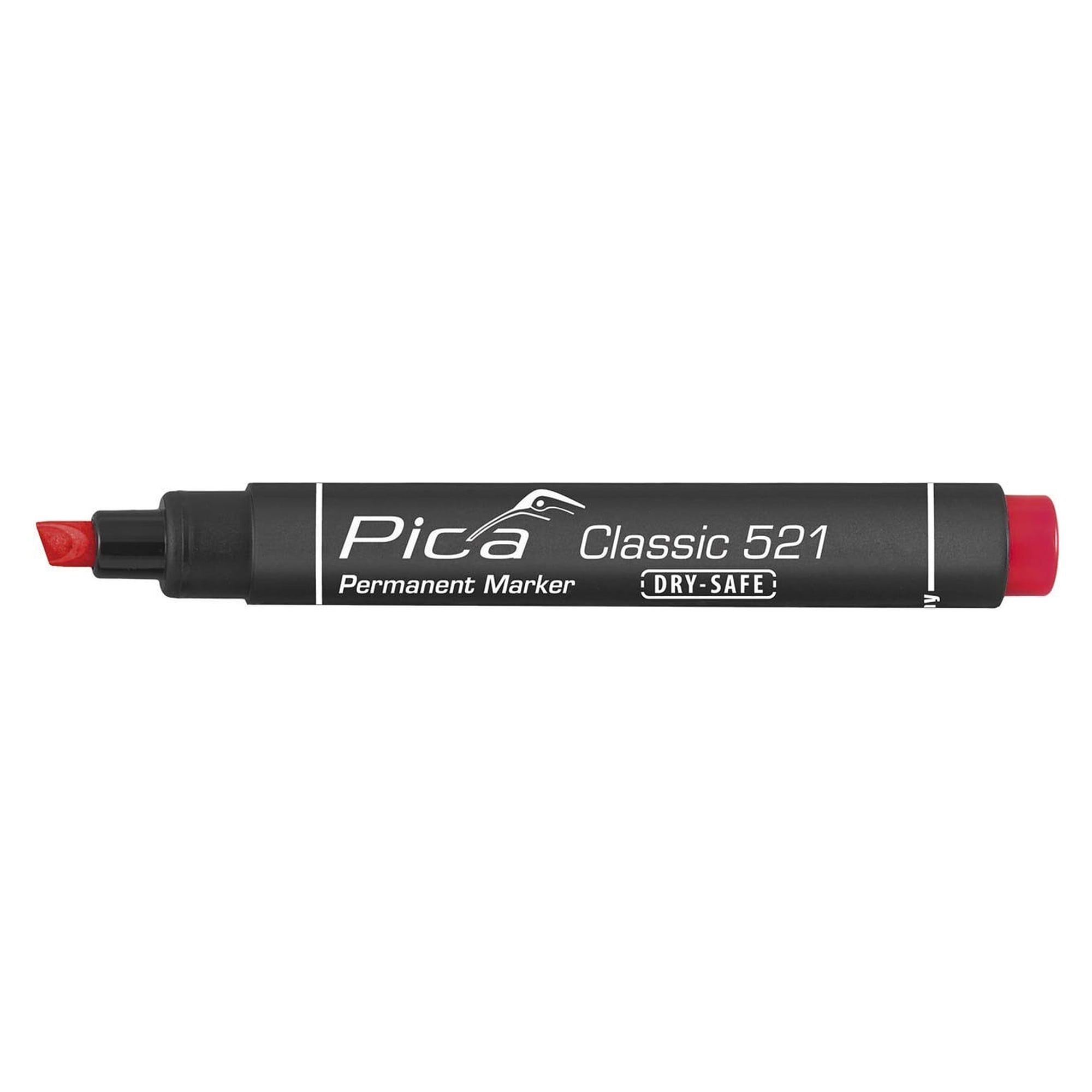 Permanentmarker mit Keilspitze, Strichbreite 2 bis 6 mm, rot, wasserfest, im Blister - Pica 521/40/SB