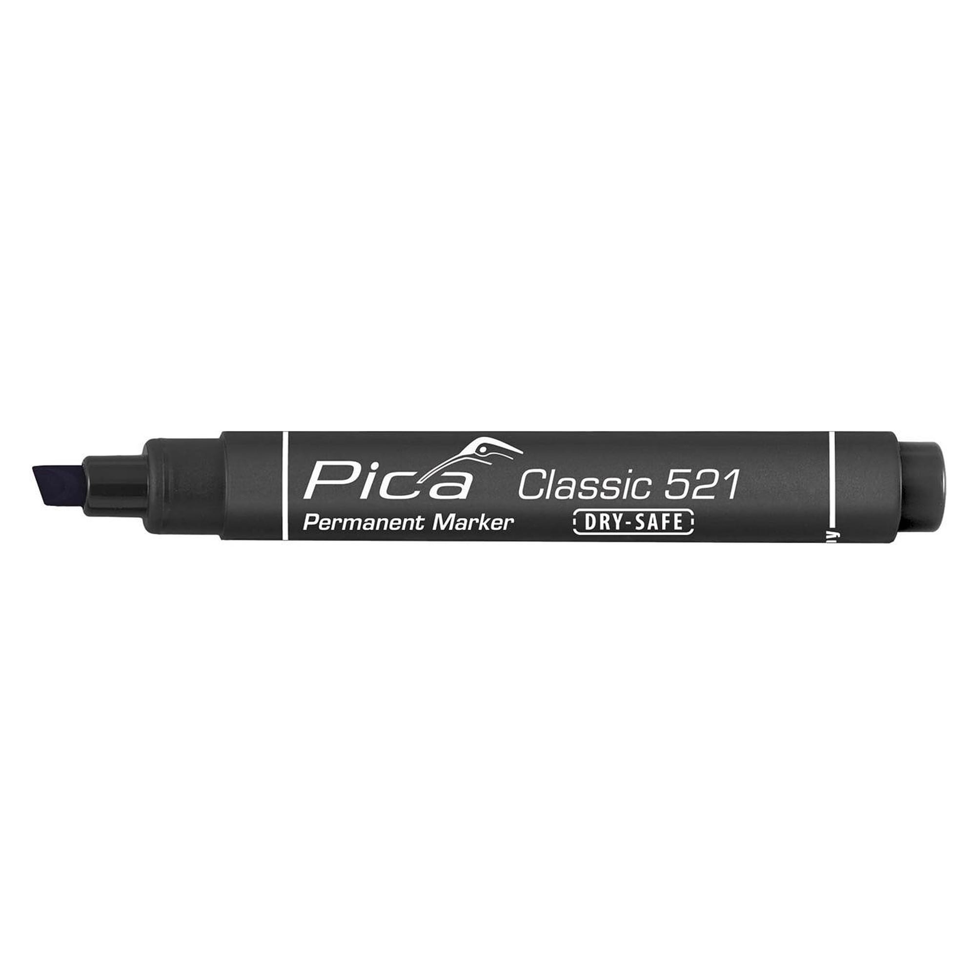 Permanent marker with chisel tip, line width 2 to 6 mm, black, waterproof - Pica 521/46