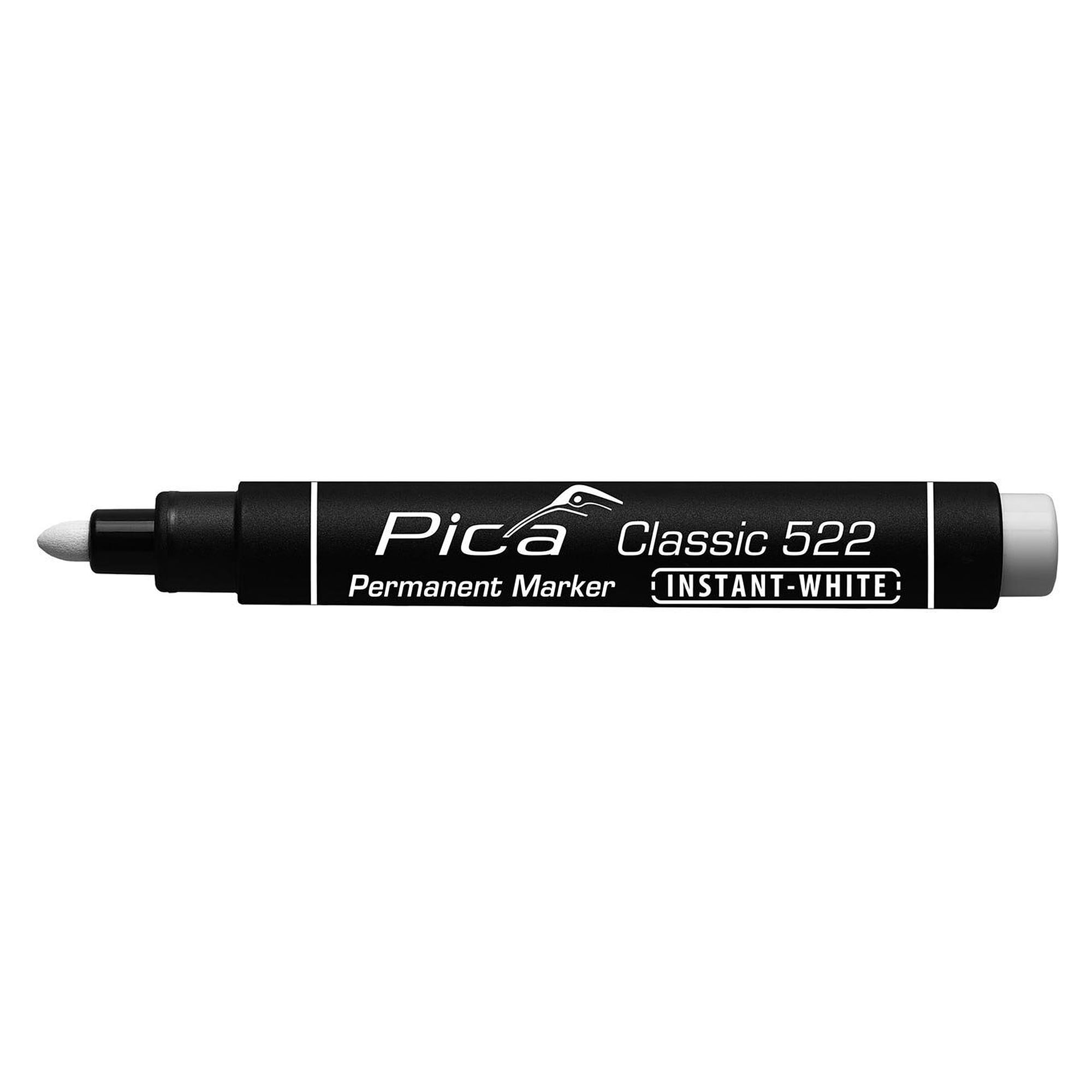 Weißer Permanentmarker INSTANT WHITE mit Rundspitze 2 bis 4 mm, ohne Schütteln und Pumpen - Pica 522/52