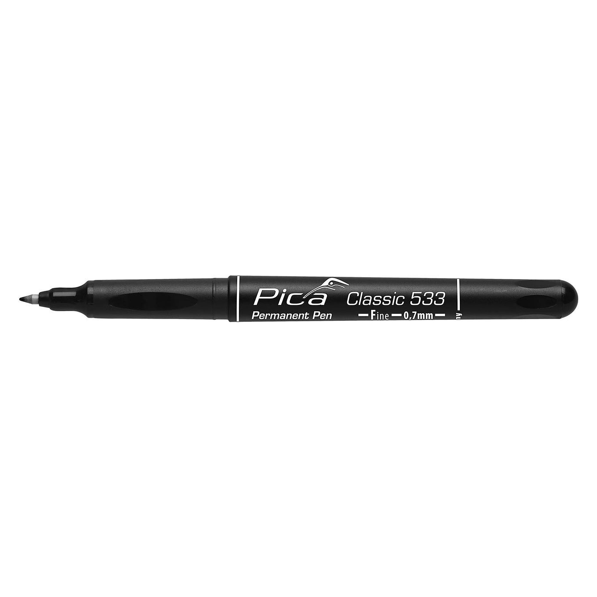 Permanent-Pen mit feiner Rundspitze, Strichbreite 0,7 mm, schwarz, wasserfest und abriebfest - Pica 533/46