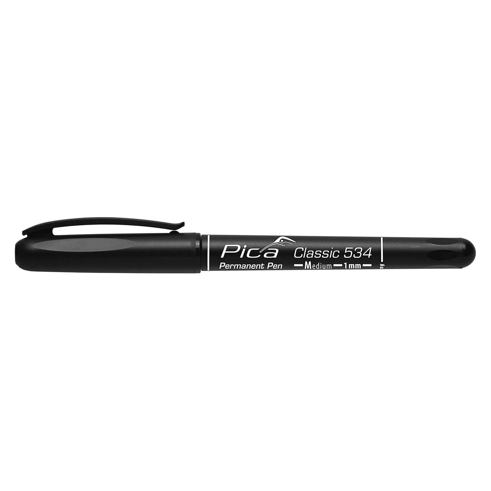 Black permanent pen with bullet tip M, 1.0 mm line width, waterproof - Pica 534/46