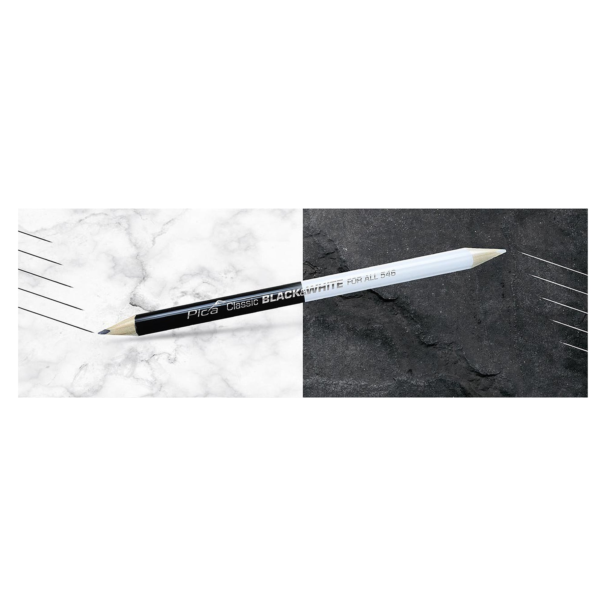 FOR ALL Black&White universal marking pencil, graphite 2B and white, 23 cm, display box of 50 - Pica 546/24-50