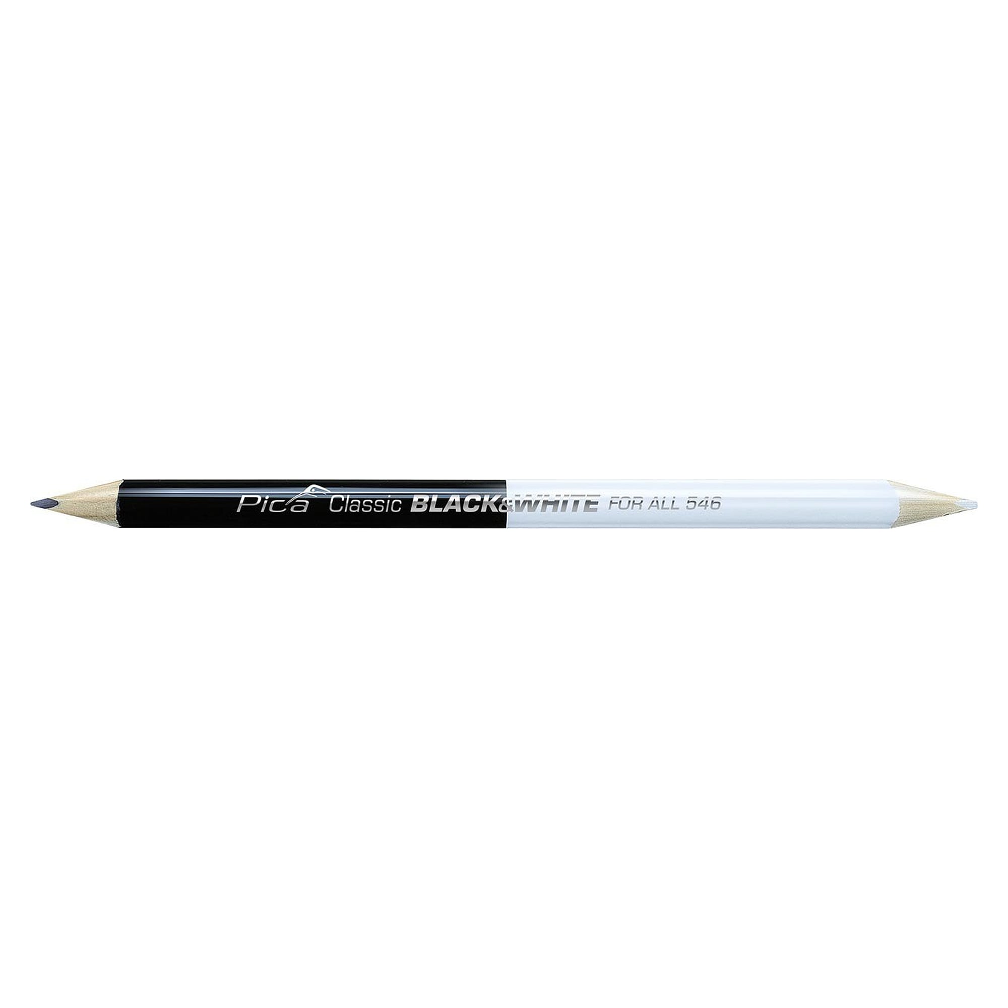 Crayon de marquage universel FOR ALL Black&White, graphite 2B et blanc, 23 cm, boîte de 10 - Pica 546/24-10