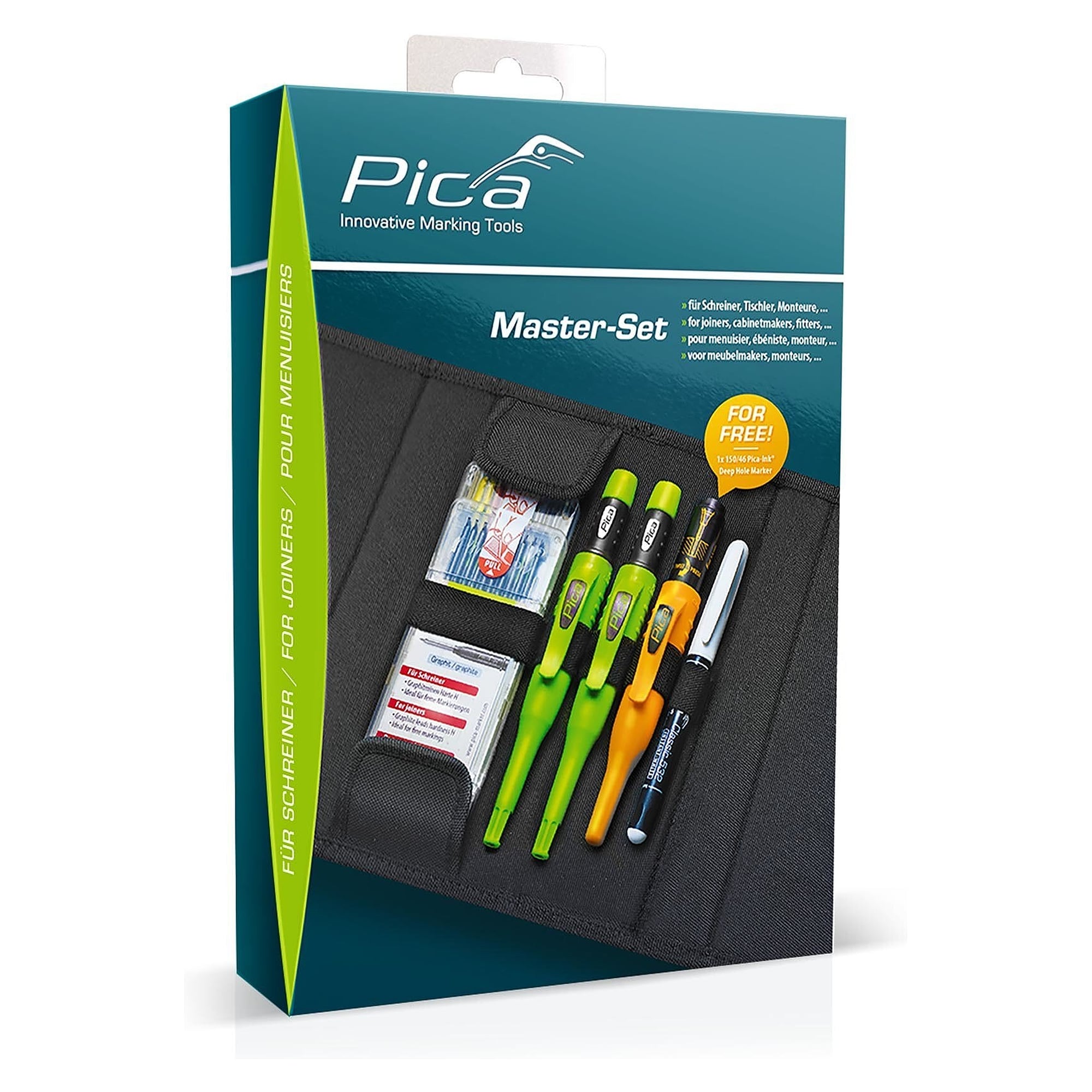Master Sets starter pack with step display, 4 each Joiner, Plumber, Carpenter - Pica 55050
