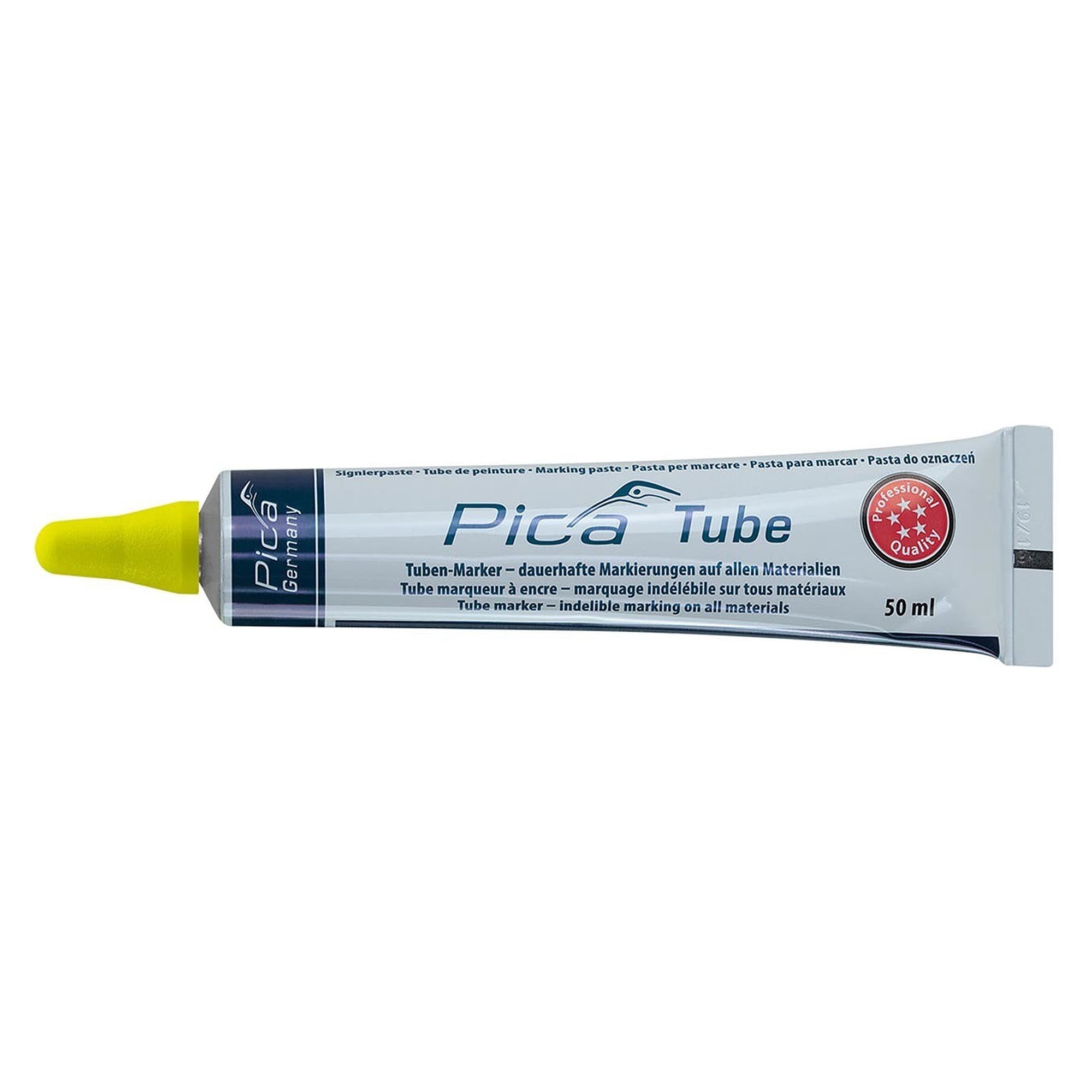 Signierpaste in der Tube 50 ml, gelb, Kugelspitze 3 mm für ölige und rostige Metalle - Pica 575/44