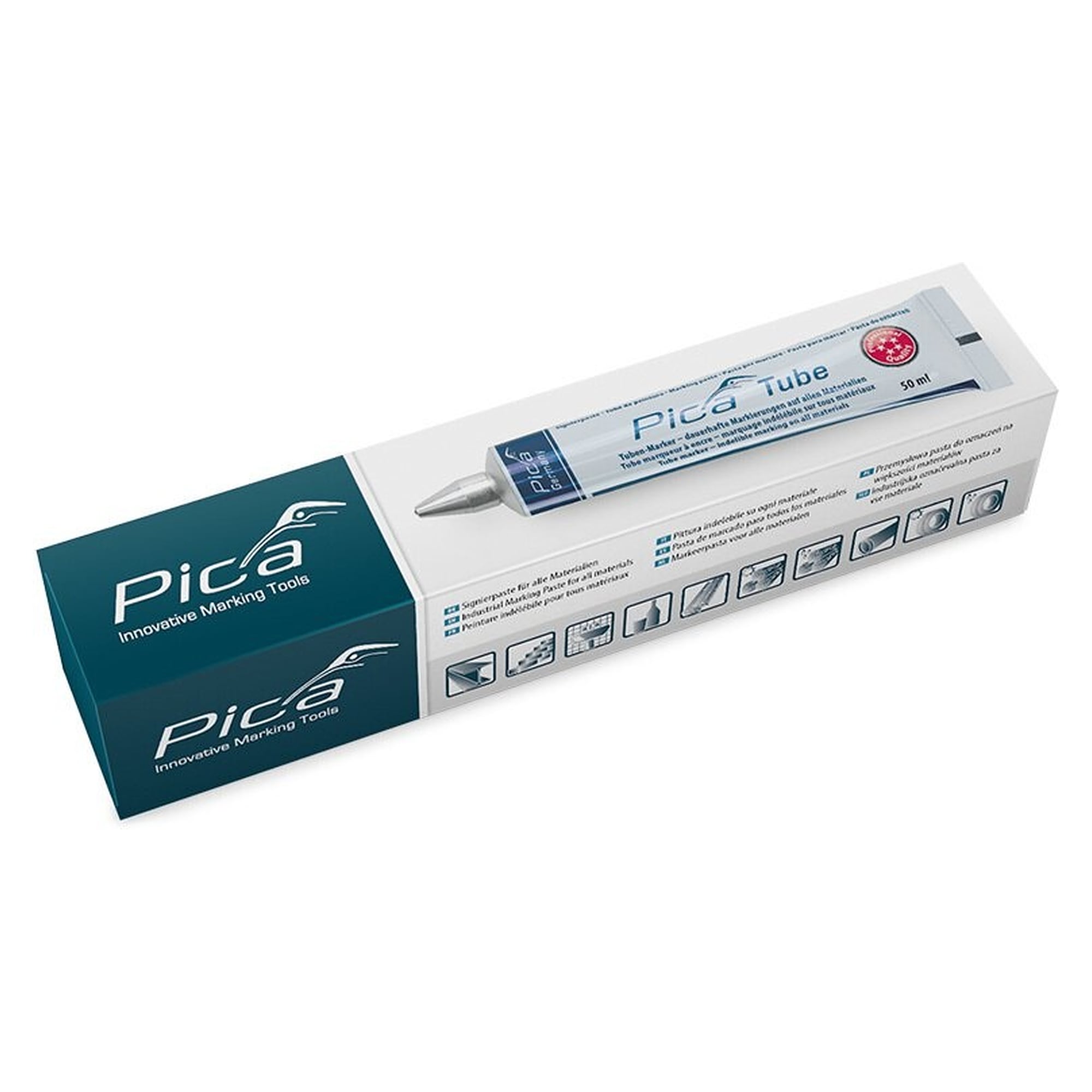 Signierpaste in der Tube 50 ml, gelb, Kugelspitze 3 mm für ölige und rostige Metalle - Pica 575/44