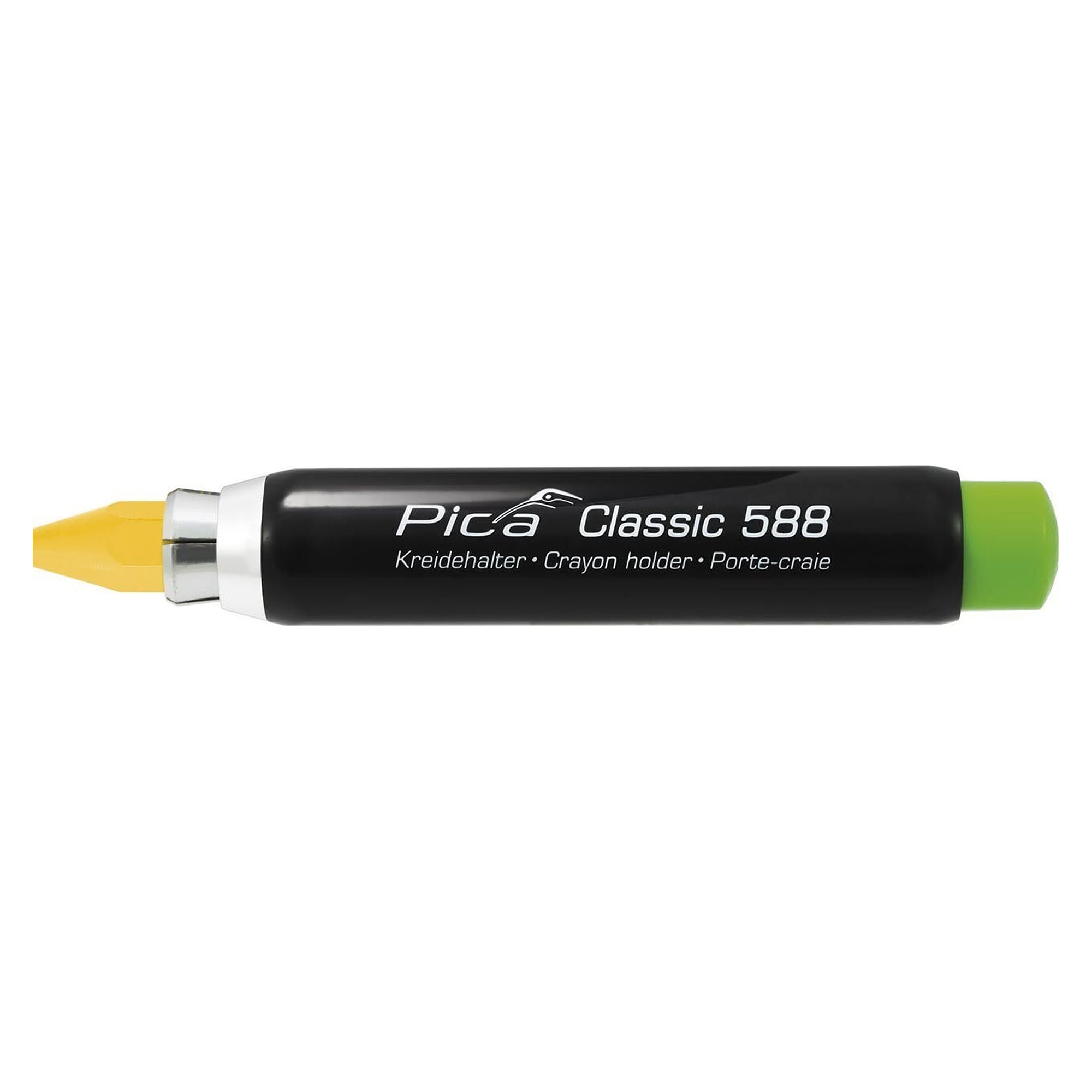 Chalk holder with push mechanism for 11 to 12 mm chalk, ABS housing, black, blister pack - Pica 588/SB