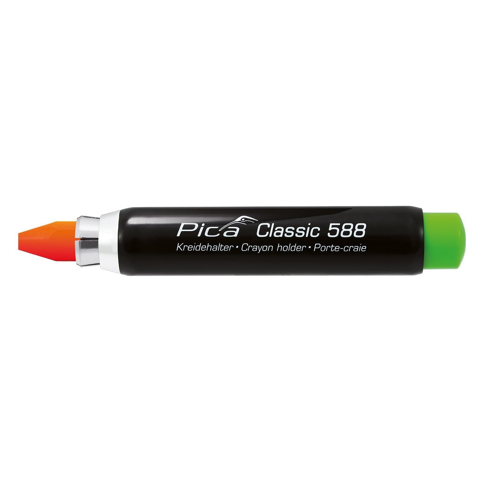 Chalk holder with push mechanism for 11 to 12 mm chalk, ABS housing, black, blister pack - Pica 588/SB