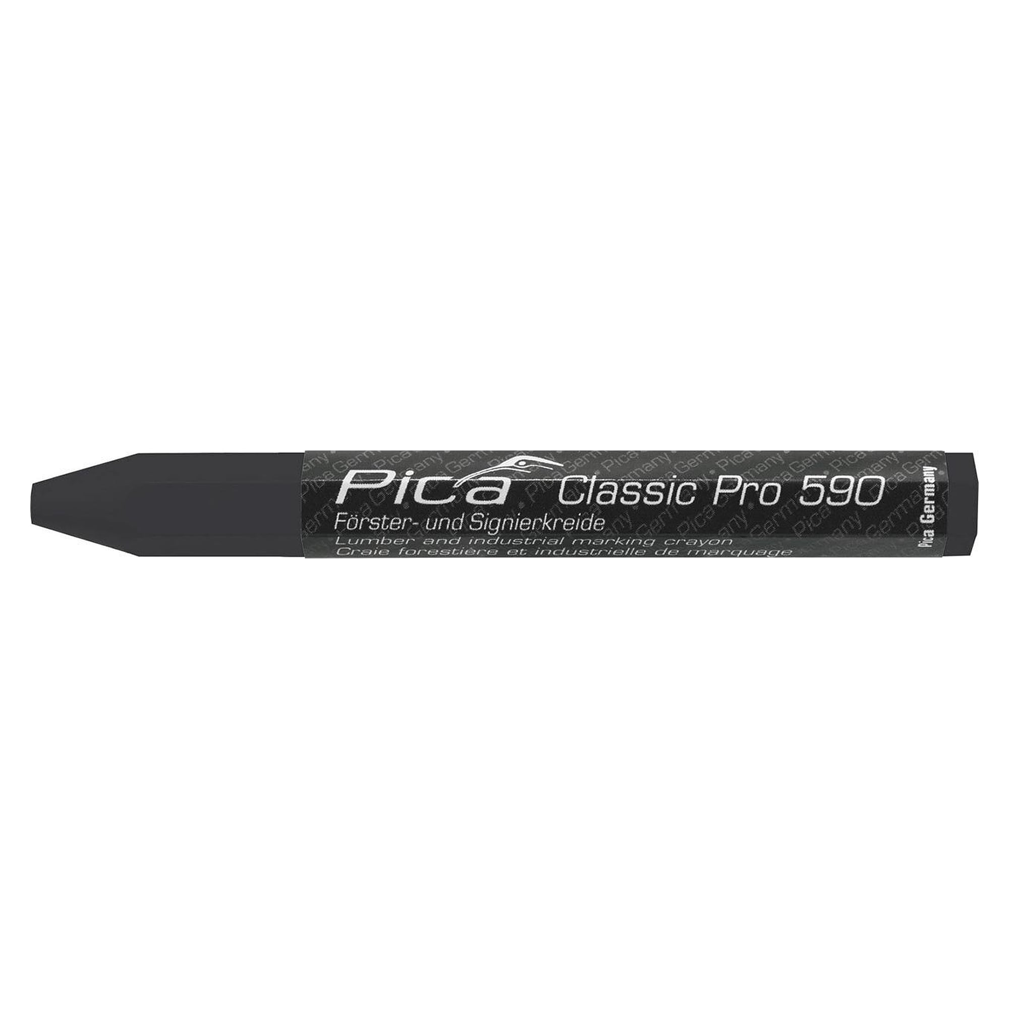 Försterkreide PRO schwarz, sechseckig 12 x 120 mm, für trockenes und nasses Holz, 12er-Box - Pica 590/46