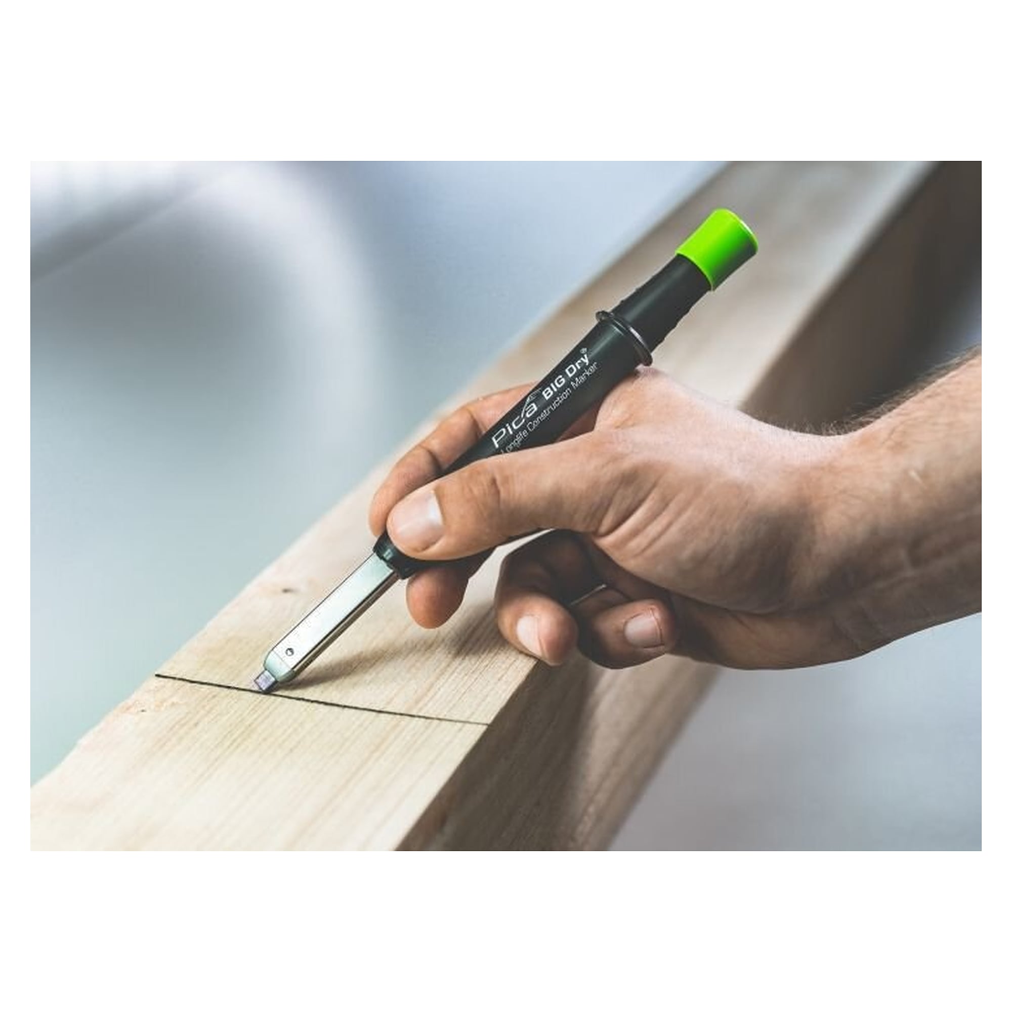 BIG DRY construction marker with automatic lead feed and lead sharpener, graphite, blister - Pica 6060/SB