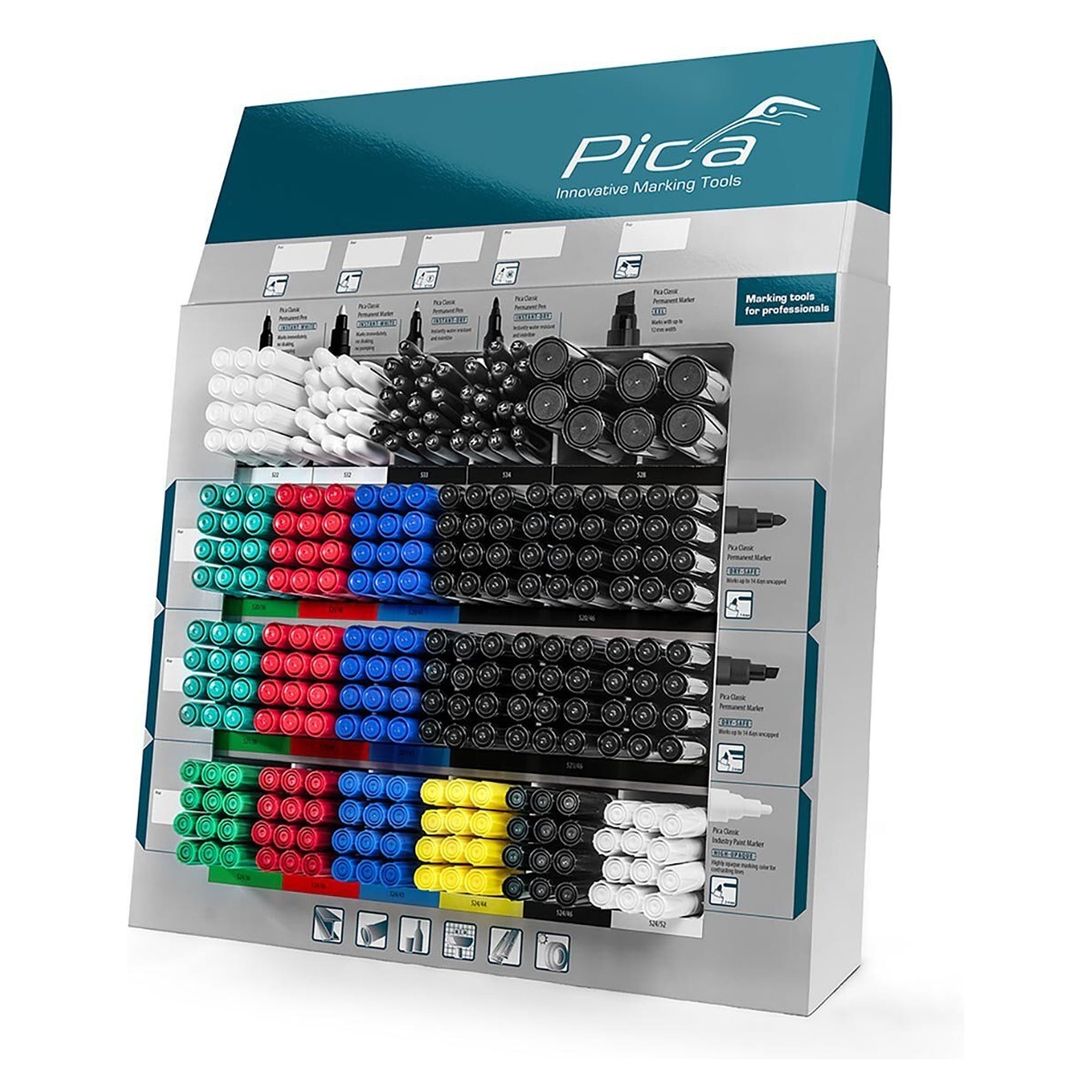 Marker-Display CLASSIC mit 24 Fächern und 281 Permanent-, Lack- und Spezialmarkern - Pica 66520