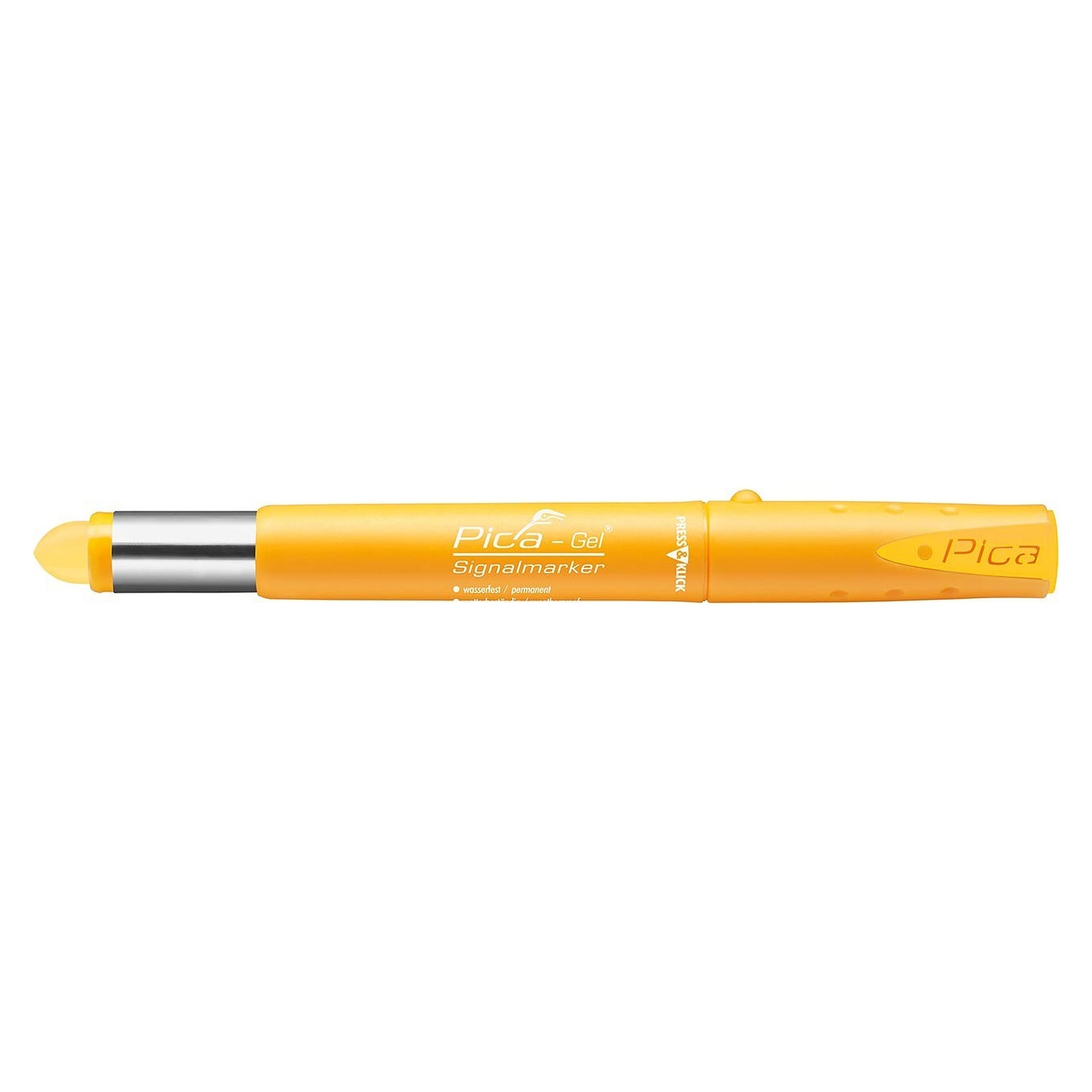 Marqueur de signalisation GEL jaune, surfaces mouillées, huileuses, rouillées, tenue 1000 °C, sous blister - Pica 8084/SB