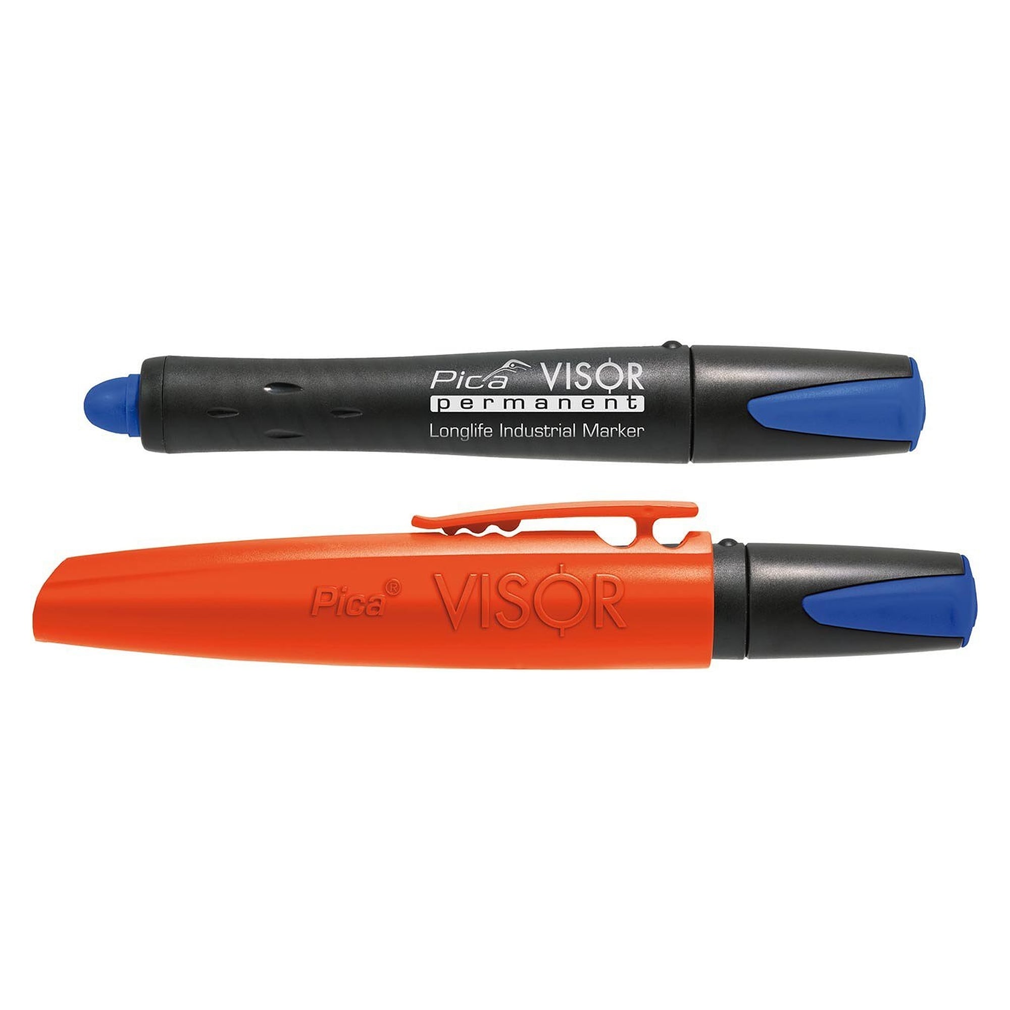 VISOR permanent marker blue with wax marking crayon for almost any surface, blister pack - Pica 990/41/SB