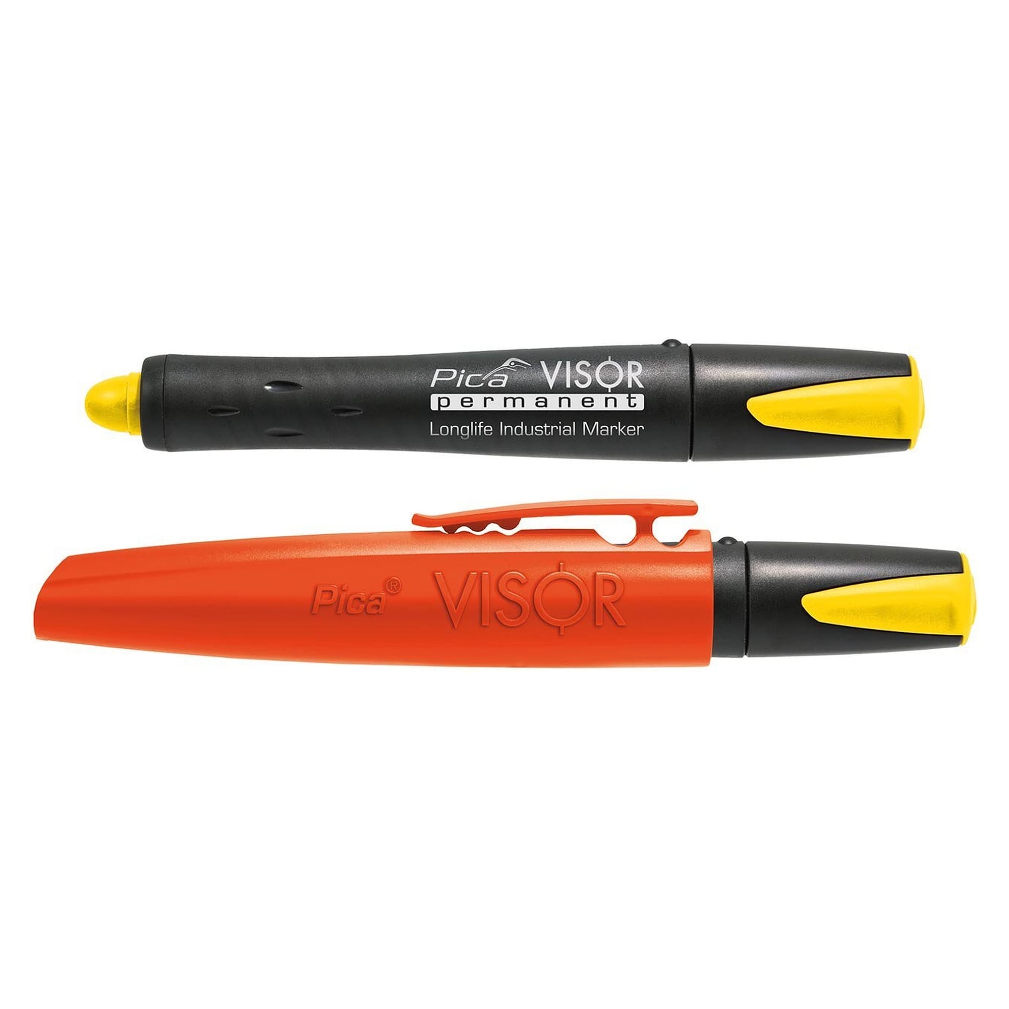 VISOR Permanentmarker gelb mit Wachssignierkreide für fast alle Oberflächen, im Blister - Pica 990/44/SB