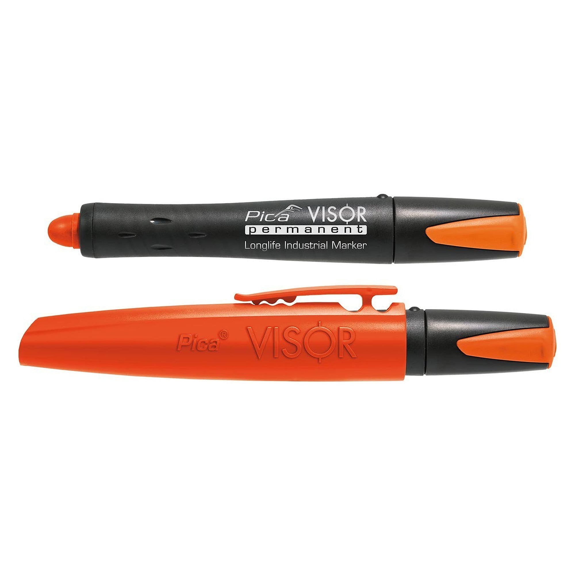 VISOR Permanentmarker leuchtorange mit Wachssignierkreide für fast alle Oberflächen - Pica 990/054