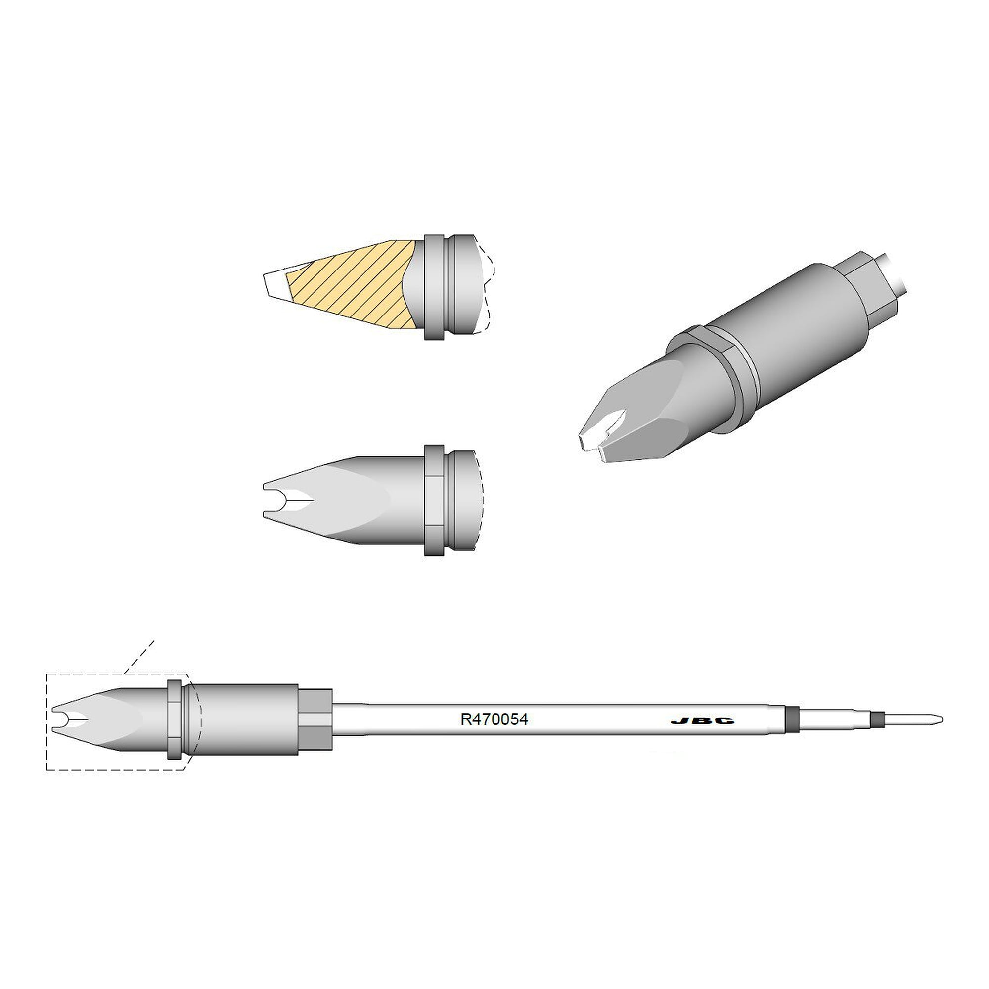 Lötspitze R470 Pin-Connector Ø 2,3 mm, gerade, für TR470 und TRA470 - JBC R470054