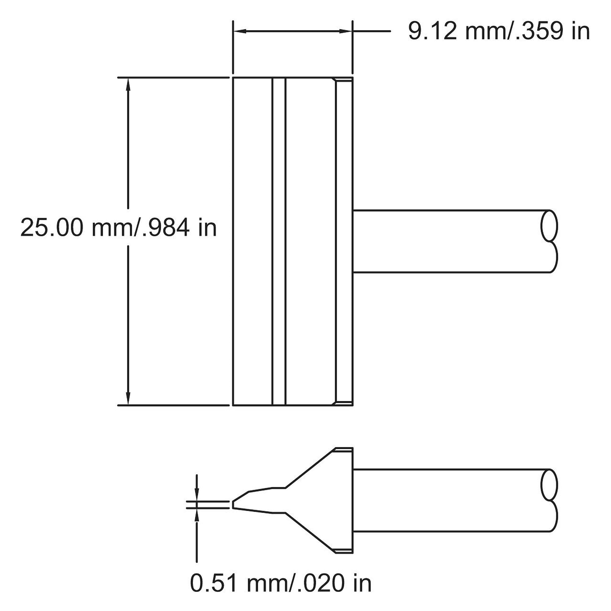Blade rework tip 25 mm, 600 series, 357 °C, for MX systems - Metcal SMTC-0BL250
