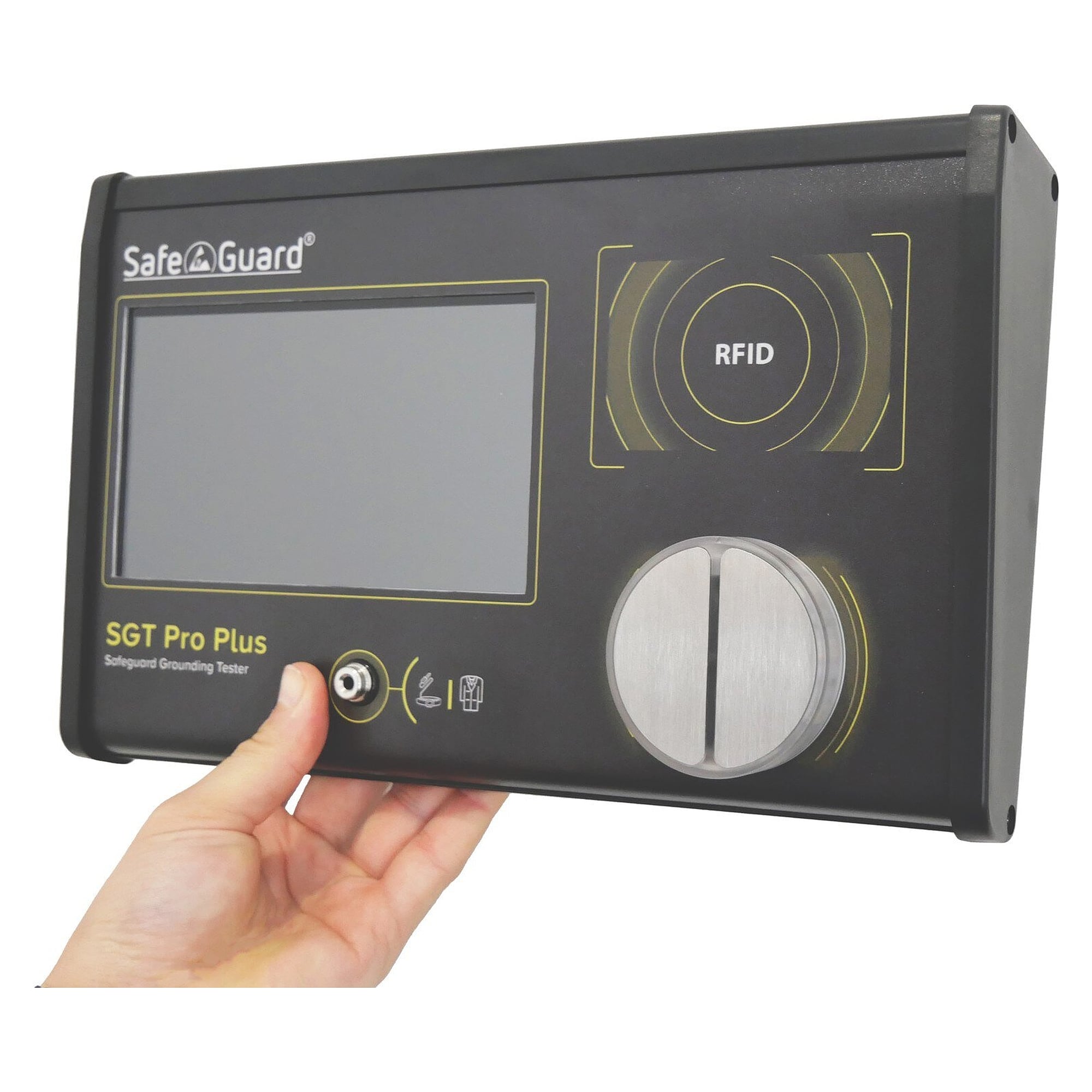 ESD grounding tester SGT Pro Plus with LCD display and double foot electrode, RFID - Safeguard SafeGuard-SGT-ProPlus