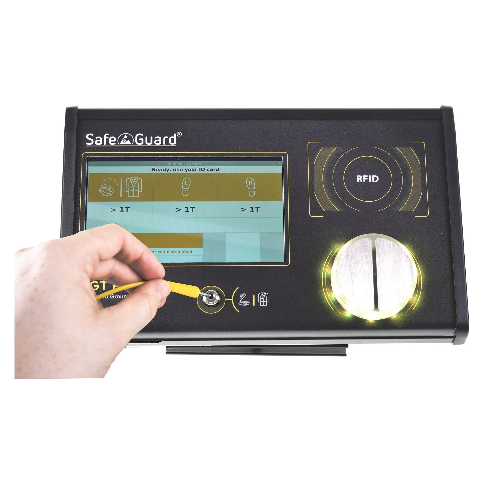 ESD grounding tester SGT Pro Plus with LCD display and double foot electrode, RFID - Safeguard SafeGuard-SGT-ProPlus