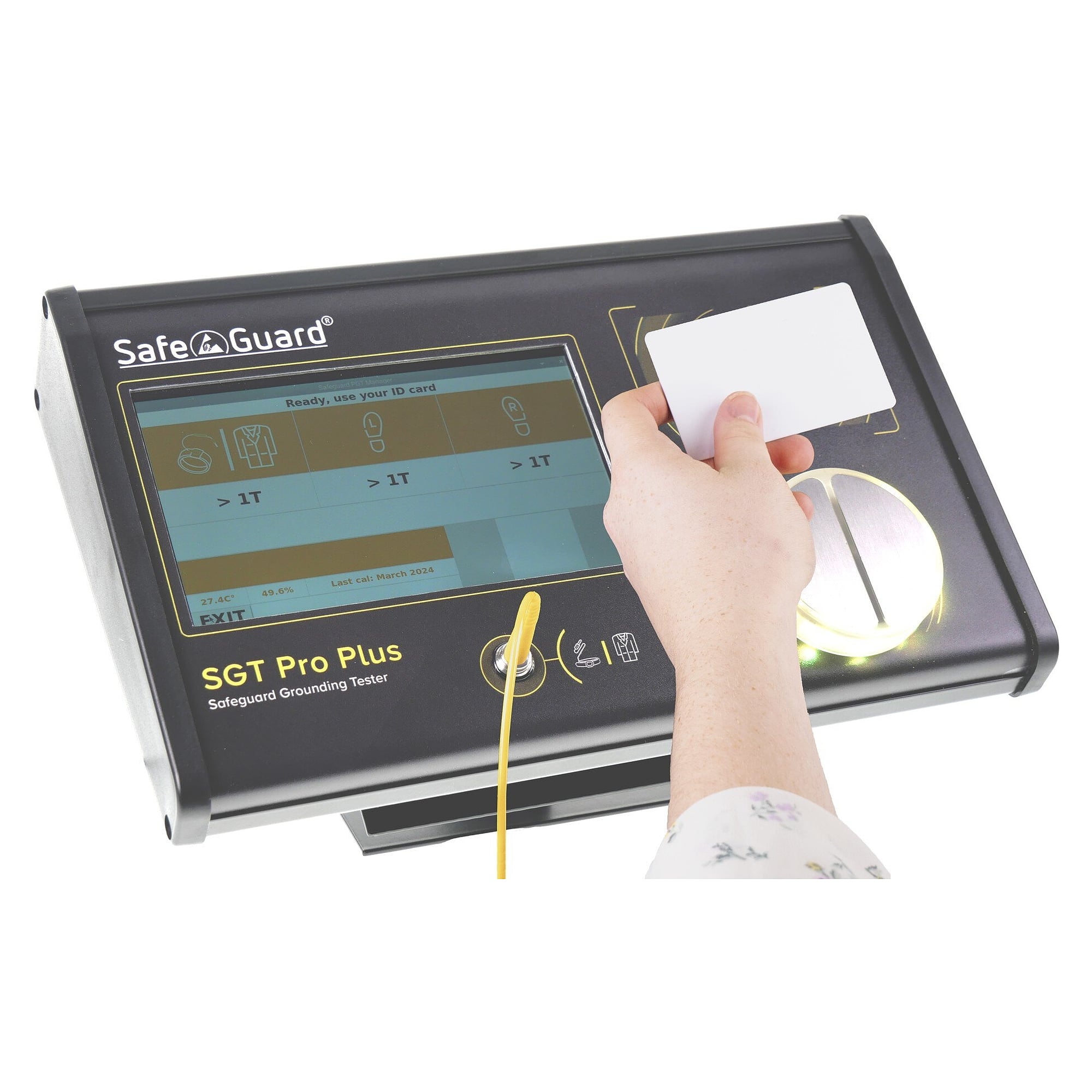 ESD grounding tester SGT Pro Plus with LCD display and double foot electrode, RFID - Safeguard SafeGuard-SGT-ProPlus