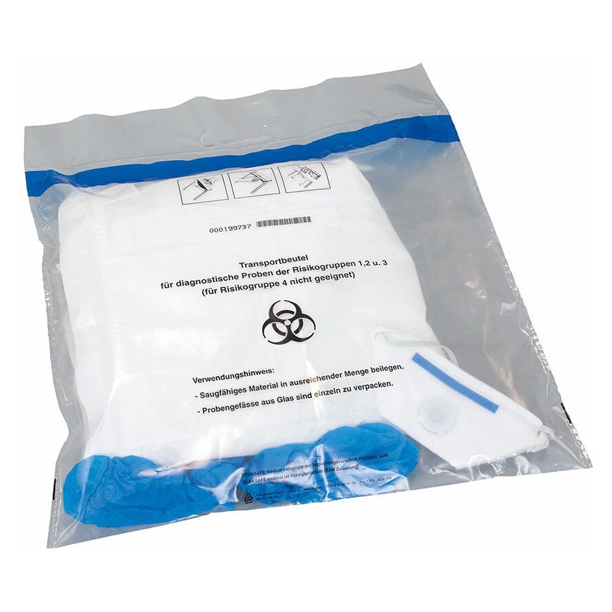 Entsorgungsbeutel für biologische Stoffe Kategorie B, selbstklebend, mit Griffzone - DS Safety Wear BAG