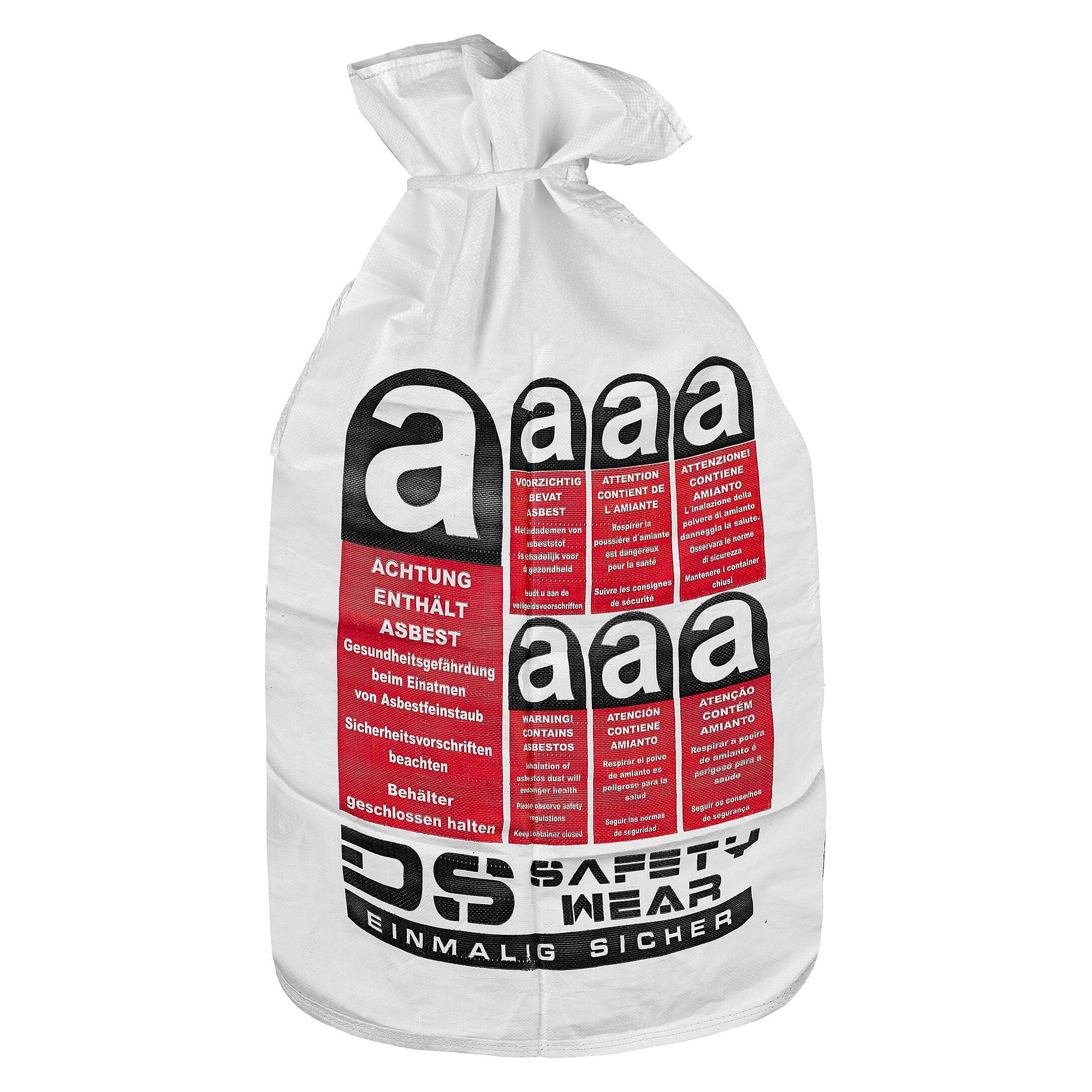 PP-Flachsack 70 x 110 cm mit lose eingelegtem PE-Liner, Asbest-Warndruck, Verschlussband - DS Safety Wear PPFBA70