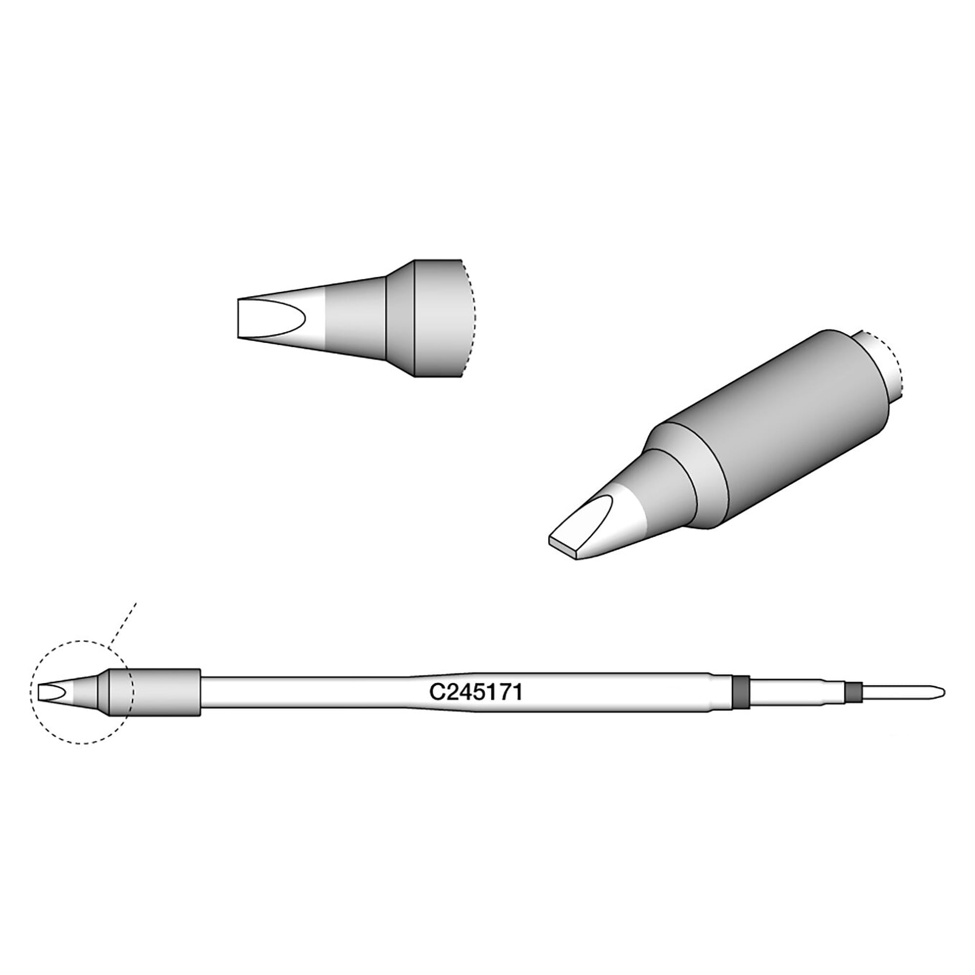 Lötspitze meißelförmig gerade 1,8 x 0,5 mm für Lötkolben T245 - JBC C245171
