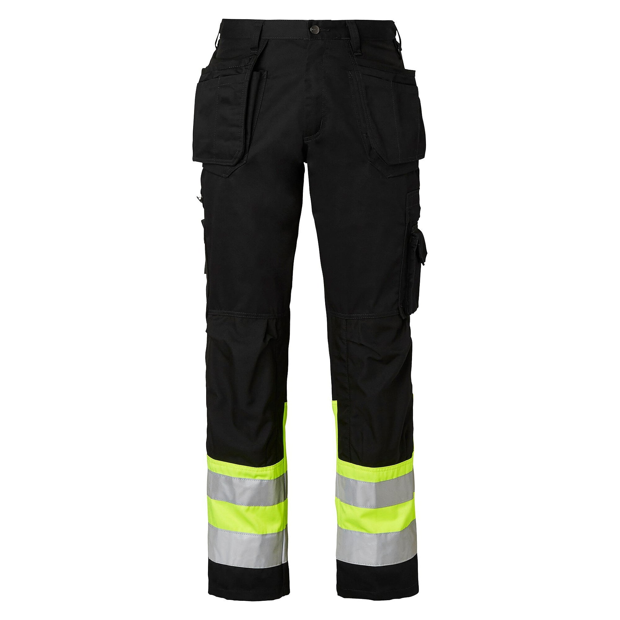 Warnschutz-Handwerkerhose 2171 mit Knietaschen, Klasse 1, schwarz/warngelb, Größe 28 untersetzt - Top Swede 1000825914112
