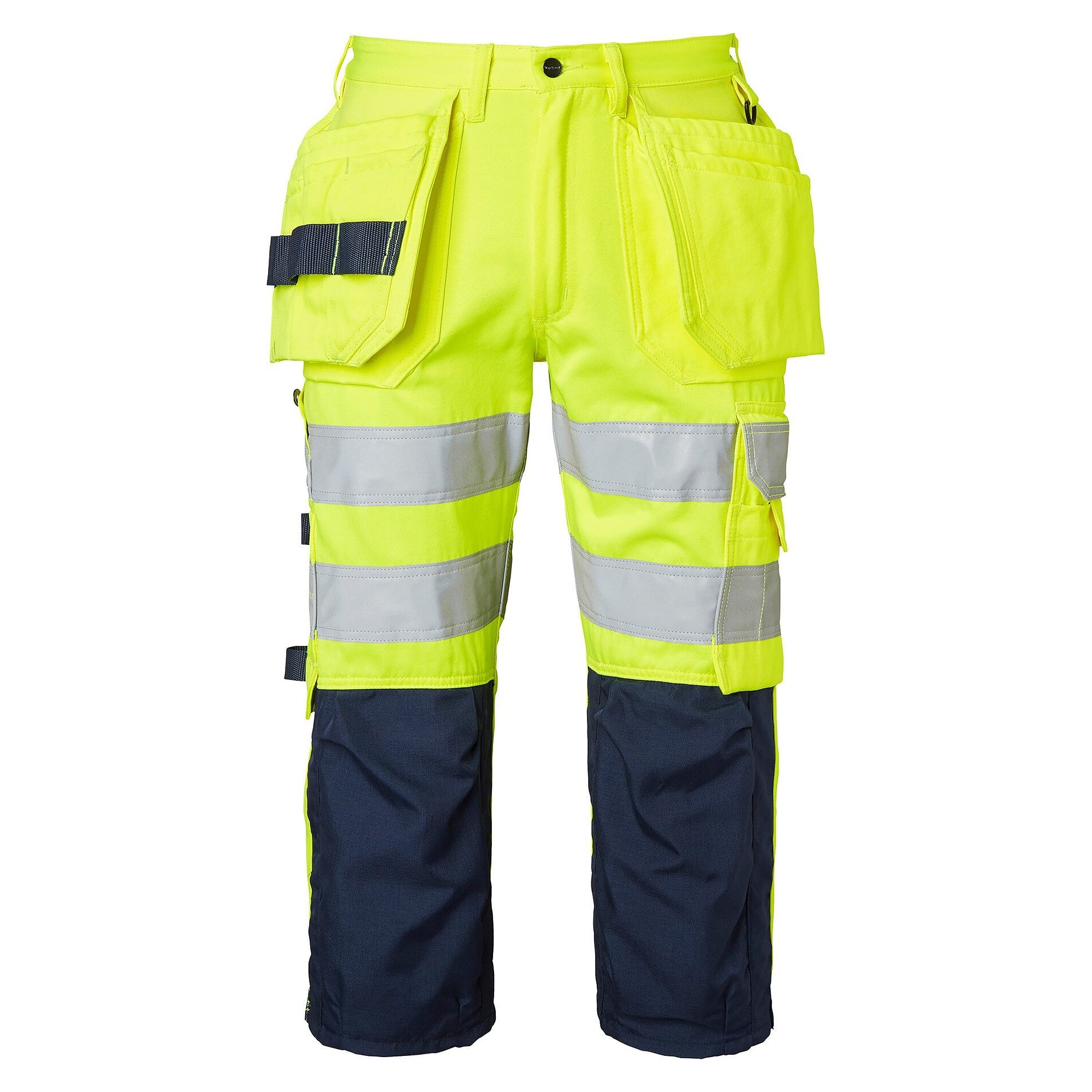 Dreiviertel-Handwerkerhose 218 mit Knietaschen, Warnschutz Klasse 2, warngelb/navyblau, Größe 52 - Top Swede 1000826983052