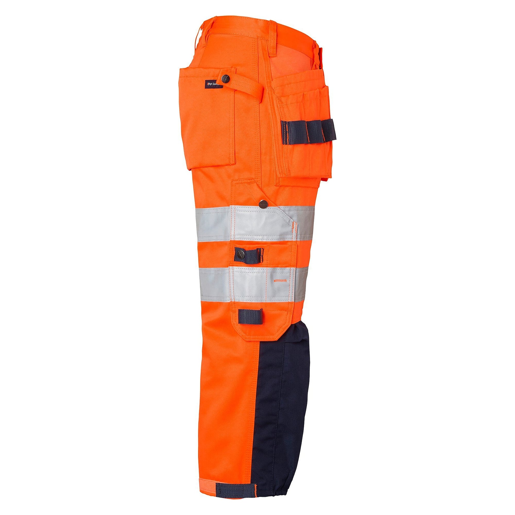 Dreiviertel-Handwerkerhose 218 mit Knietaschen, Warnschutz Klasse 2, warnorange/navyblau, Größe 50 - Top Swede 1000826991050