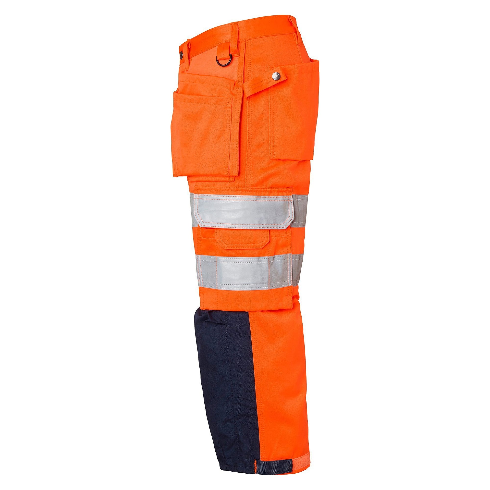 Dreiviertel-Handwerkerhose 218 mit Knietaschen, Warnschutz Klasse 2, warnorange/navyblau, Größe 50 - Top Swede 1000826991050
