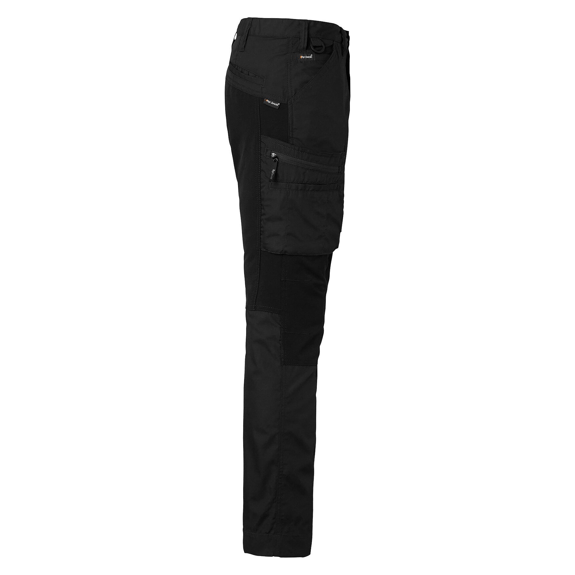Pantalon de travail stretch 219 à poches cuisse zippées, homme, noir, taille 23 (coupe courte) - Top Swede 1000827001092