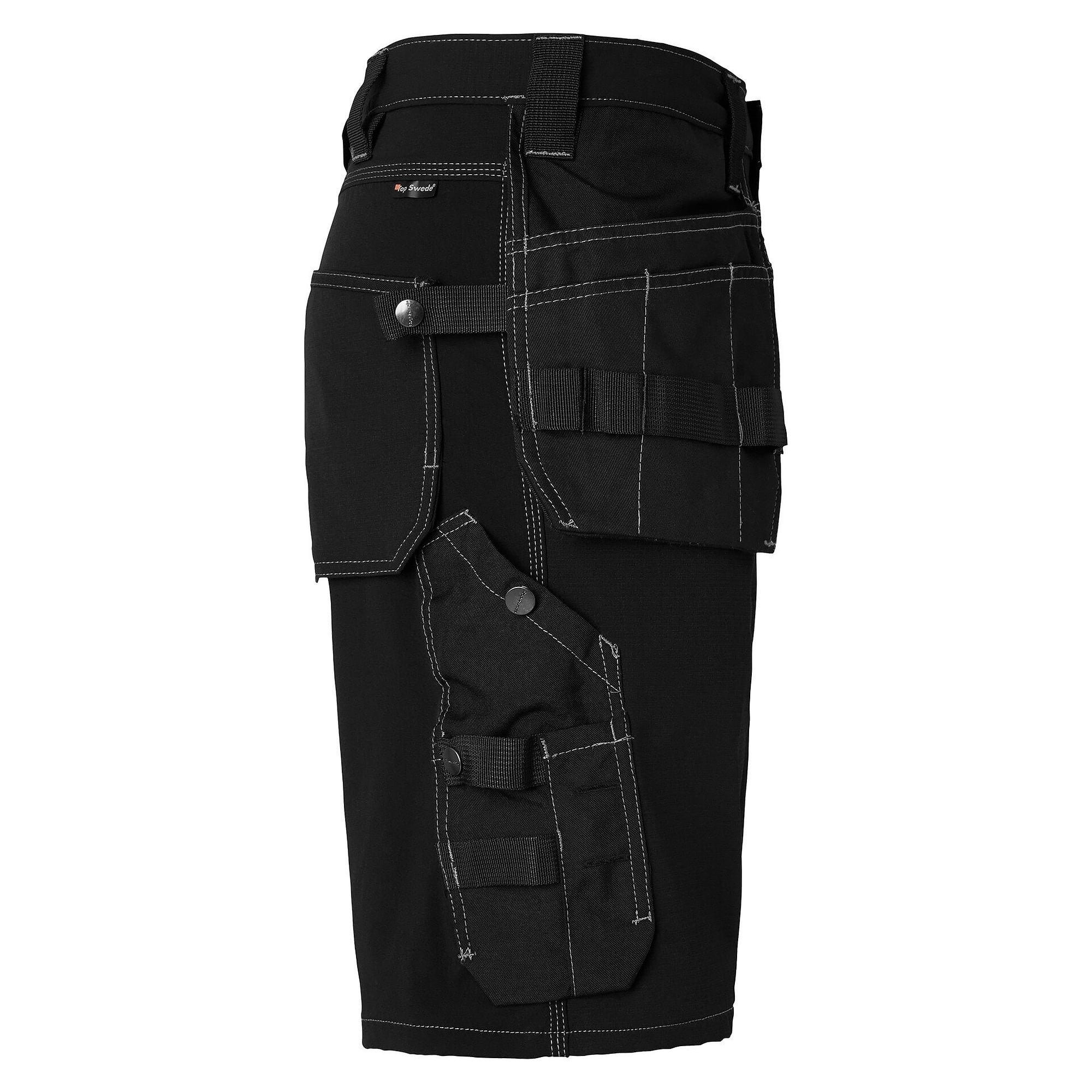 Kurze Handwerkerhose 310 aus Stretch mit Nageltaschen, unisex, schwarz, Größe 58 - Top Swede 1000881001058