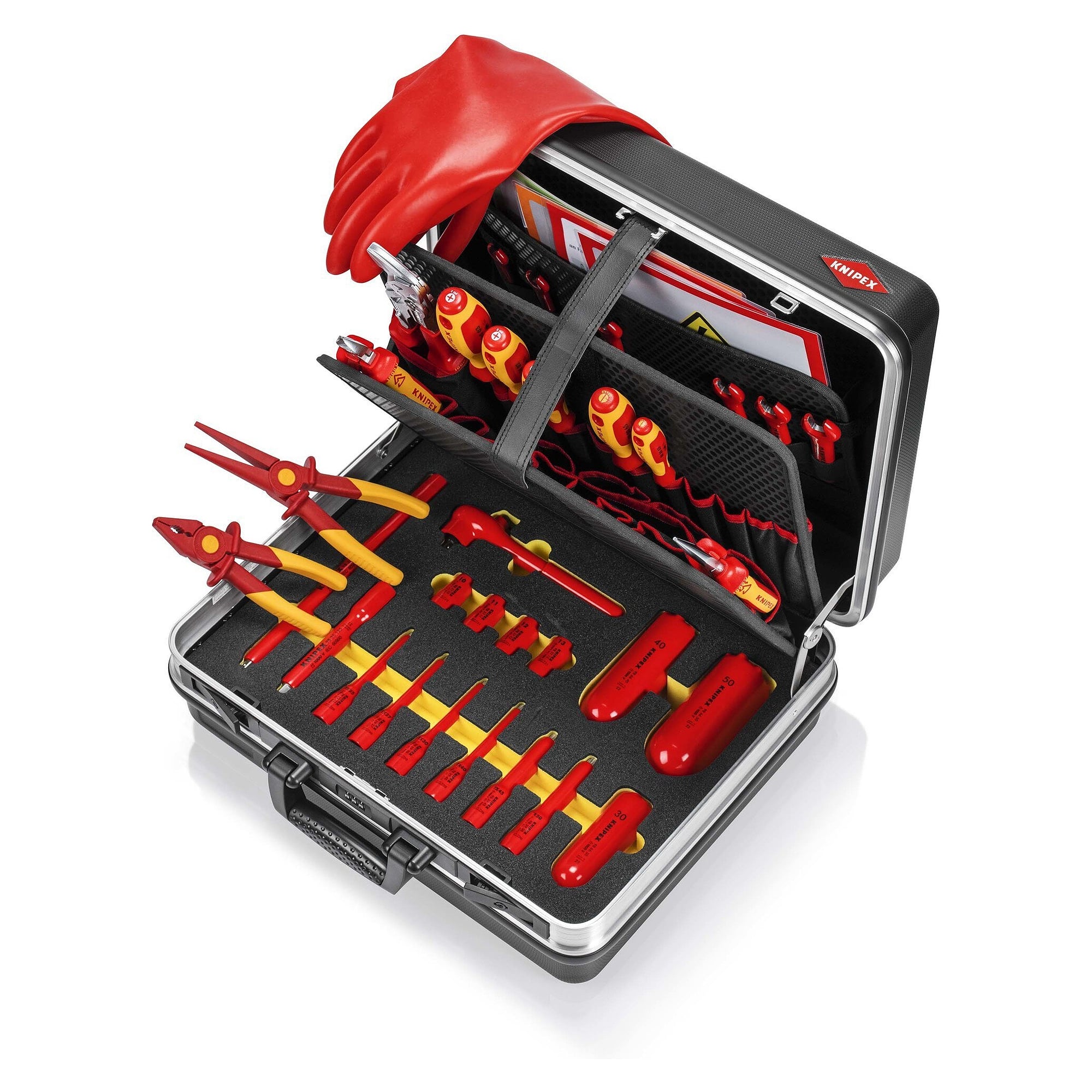 Tool case Basic e-mobility with 29 insulated tools and protective gloves - Knipex 00 21 05 EV