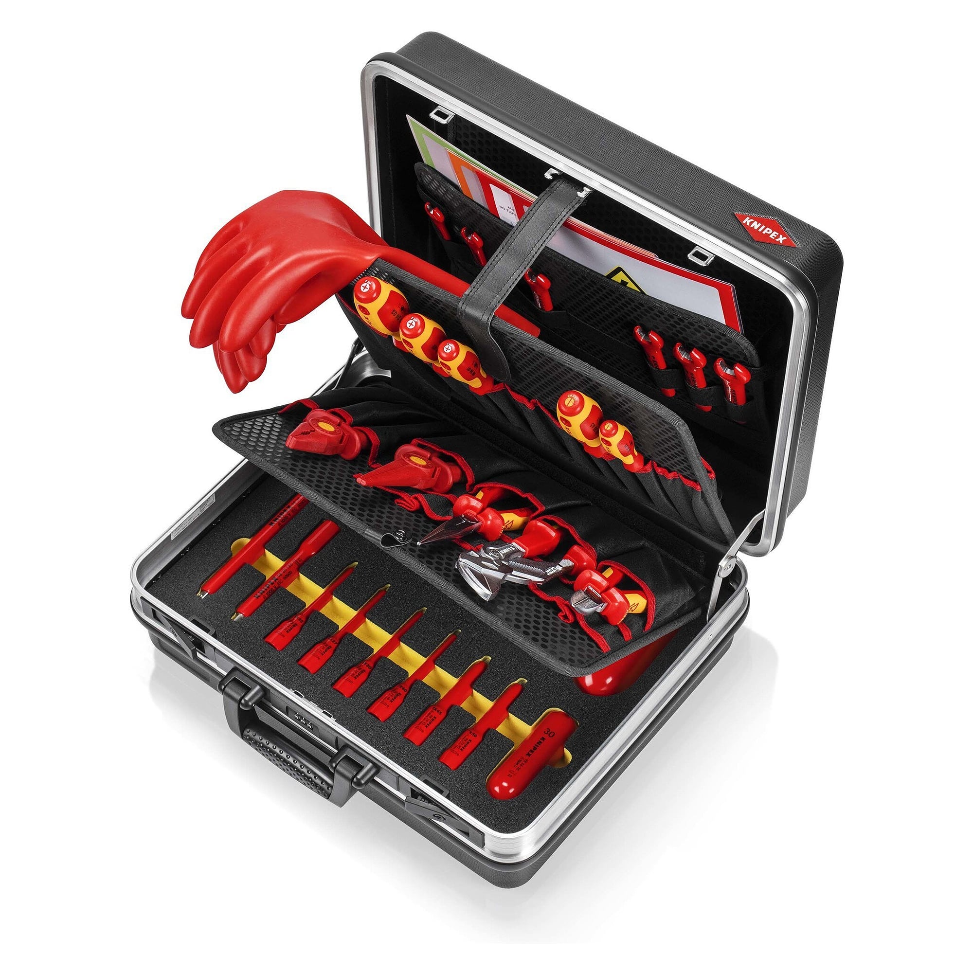 Tool case Basic e-mobility with 29 insulated tools and protective gloves - Knipex 00 21 05 EV