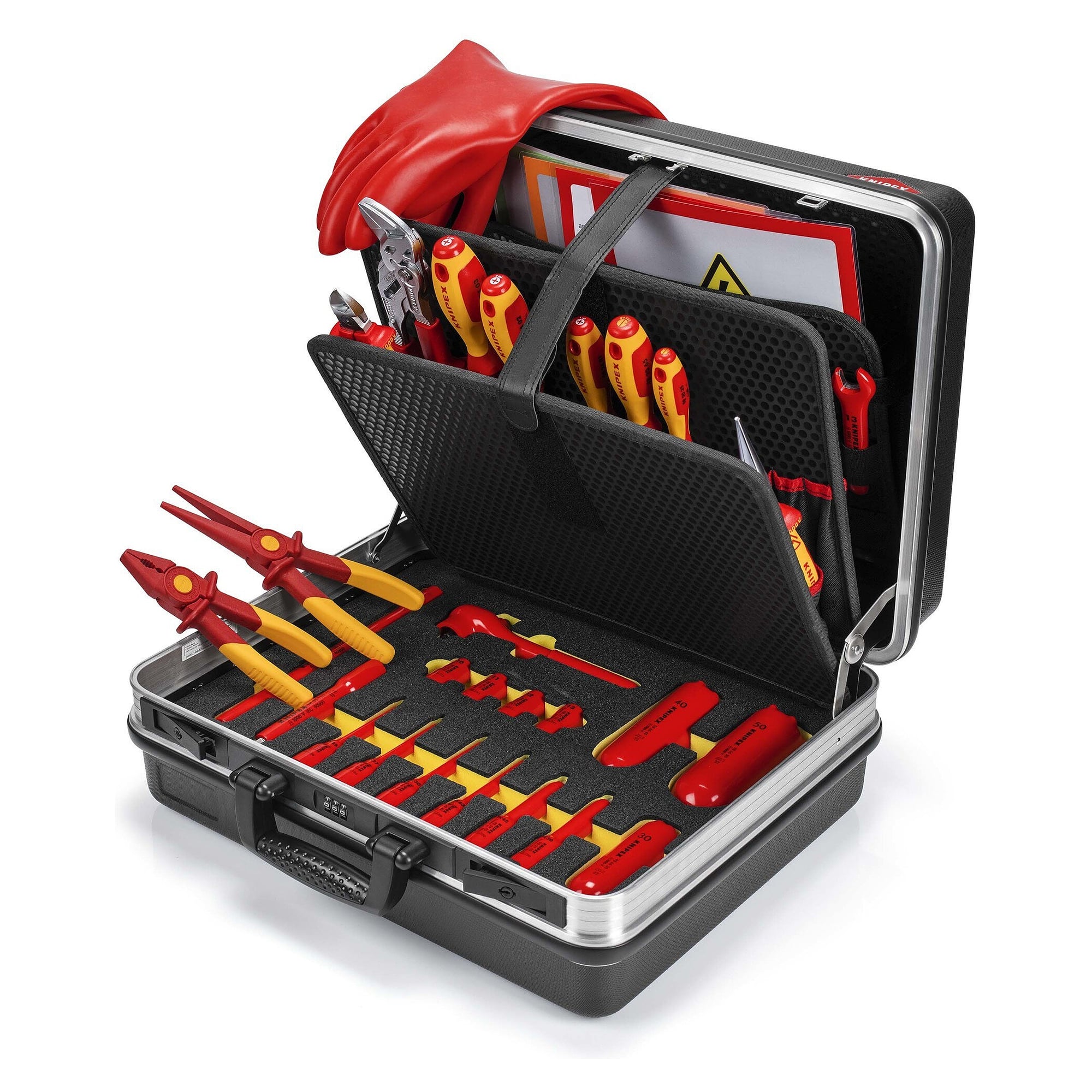 Tool case Basic e-mobility with 29 insulated tools and protective gloves - Knipex 00 21 05 EV