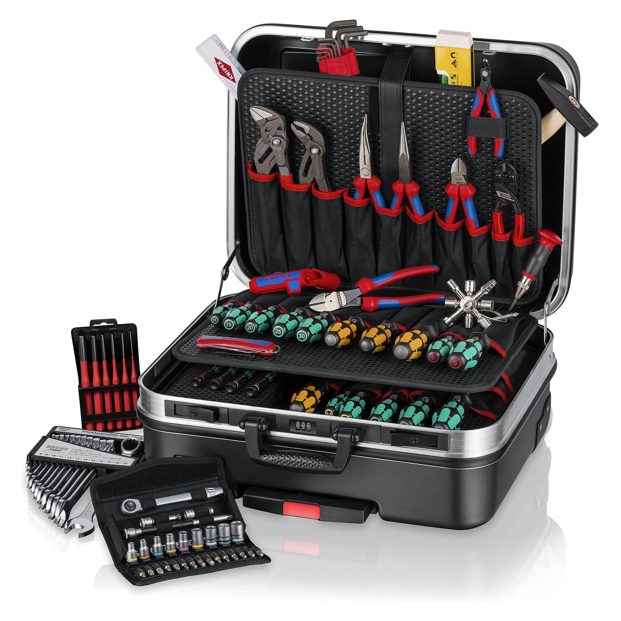 Tool case BIG Basic Move Mechanics, 90 pieces, with wheels and combination lock, 33 l - Knipex 00 21 06 M