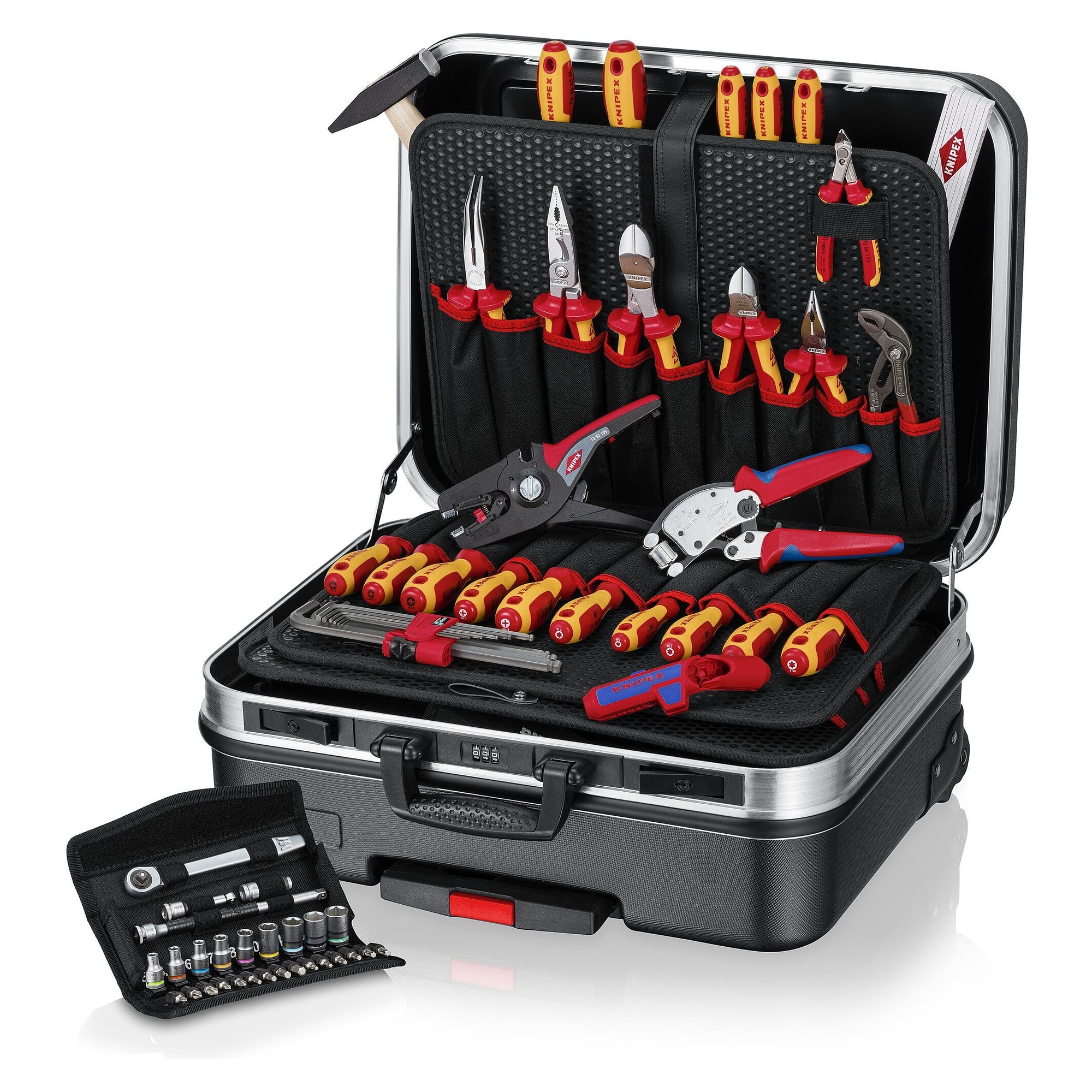 Tool case BIG Basic Move ElektroPlus, 68 pieces, partly VDE insulated, with wheels - Knipex 00 21 06