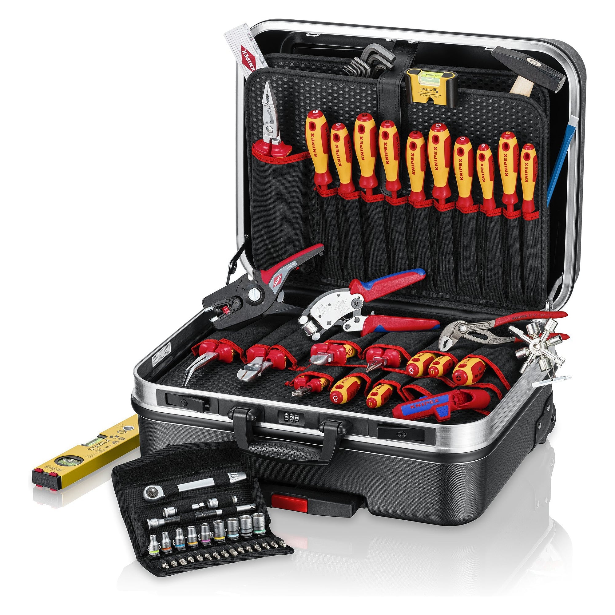 Tool case BIG Basic Move ElektroPlus, 68 pieces, partly VDE insulated, with wheels - Knipex 00 21 06