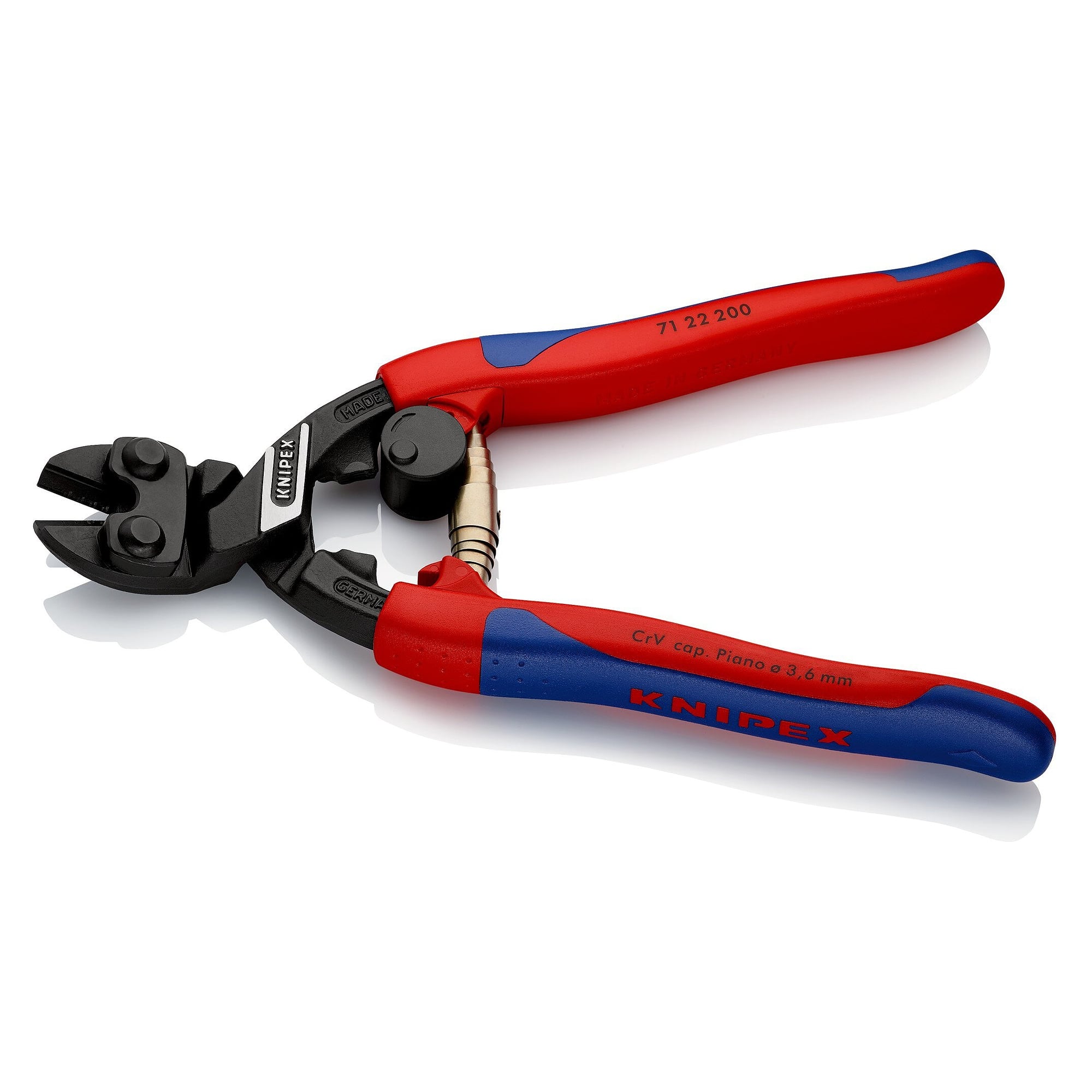 CoBolt compact bolt cutter angled 20° with opening spring, bolts up to Ø 5.2 mm, 200 mm - Knipex 71 22 200 SB