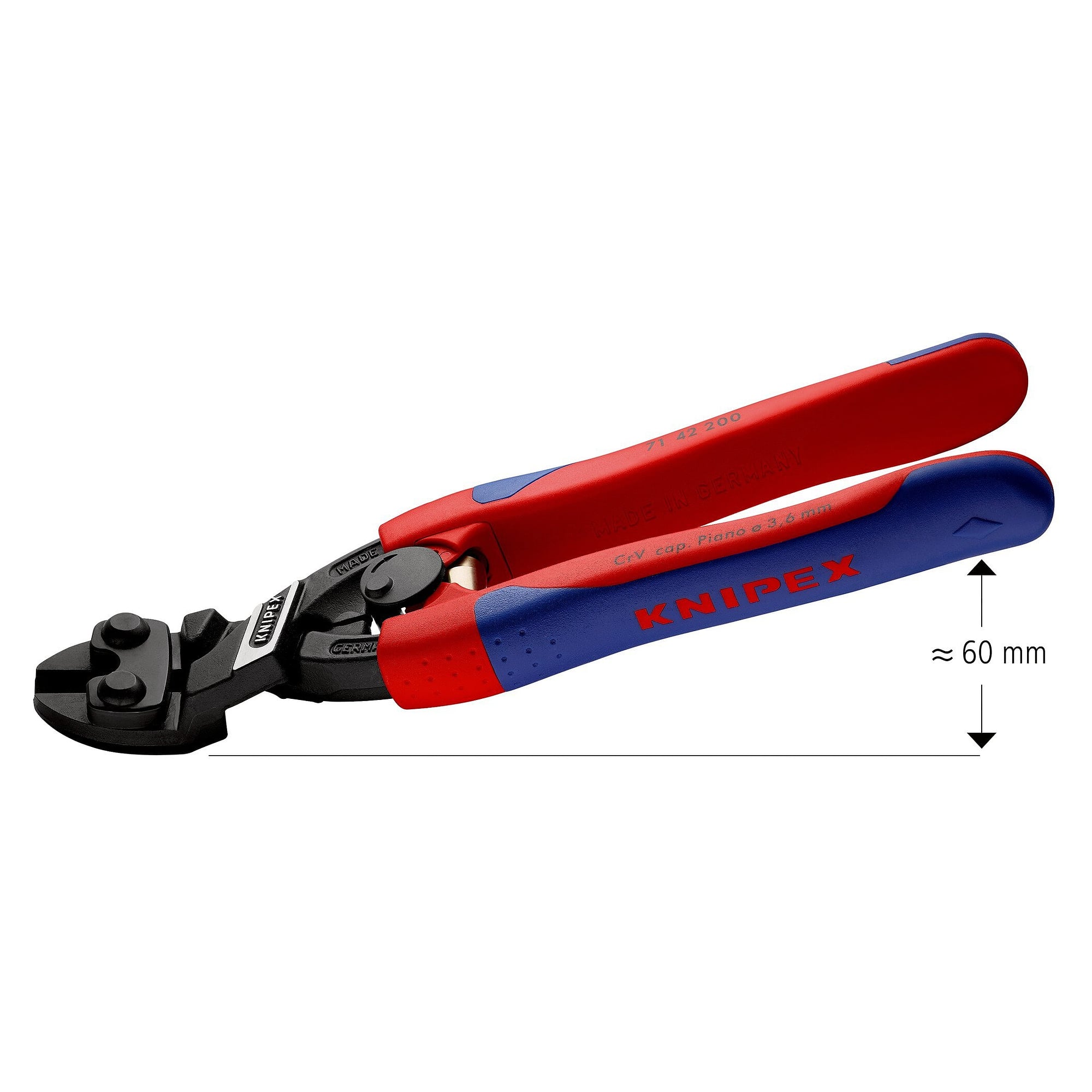 CoBolt compact bolt cutter with recess, bolts up to Ø 5.2 mm, slim handles, 200 mm - Knipex 71 42 200