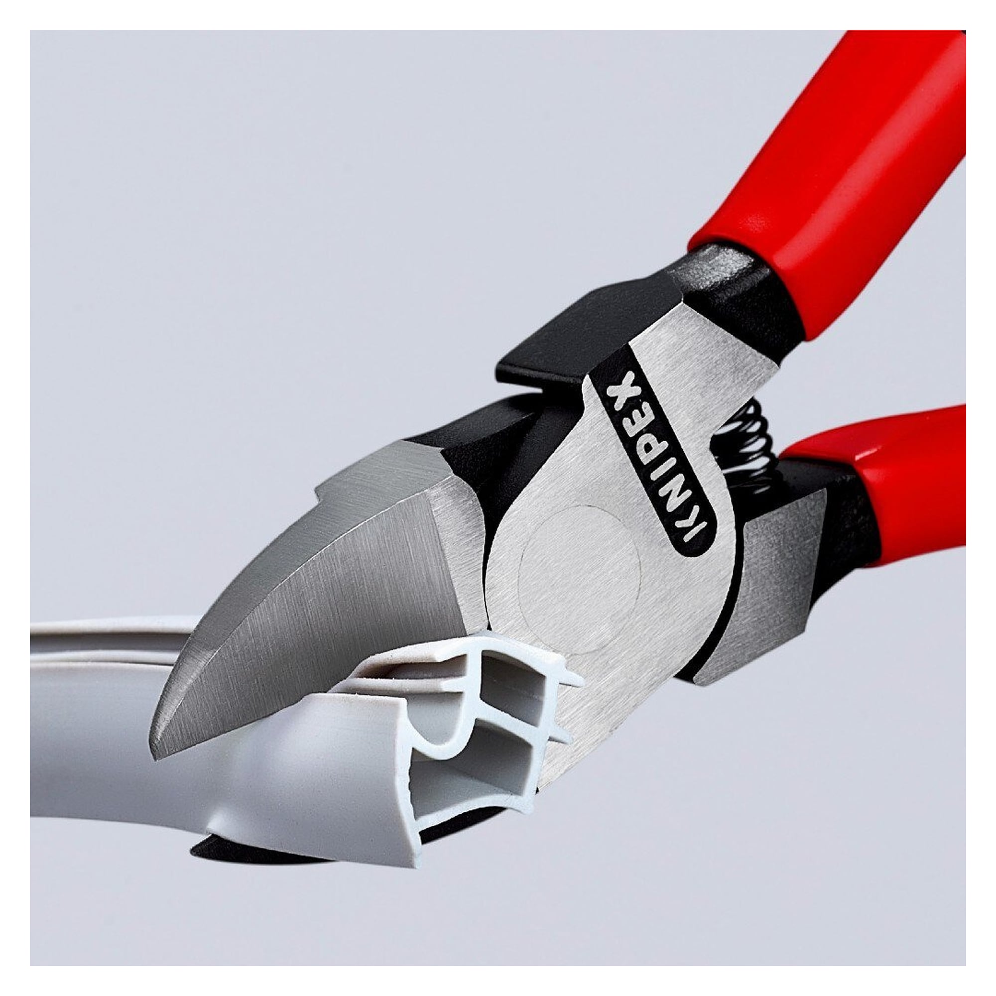 Diagonal cutter for plastics with opening spring, flush edge without bevel, 160 mm - Knipex 72 01 160 SB