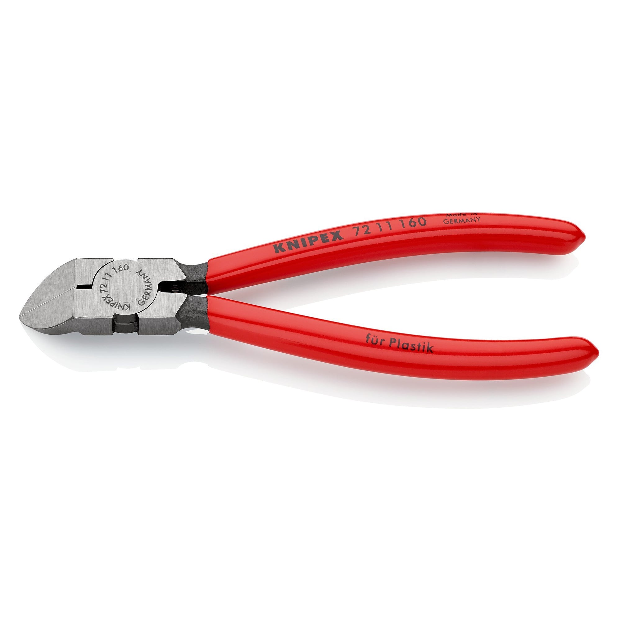 Diagonal cutter for plastics with opening spring and flush edge, 160 mm - Knipex 72 11 160 SB