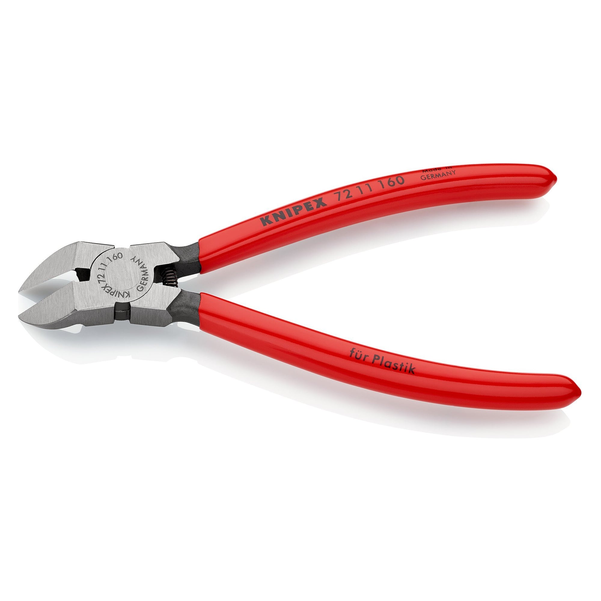 Diagonal cutter for plastics with opening spring and flush edge, 160 mm - Knipex 72 11 160 SB