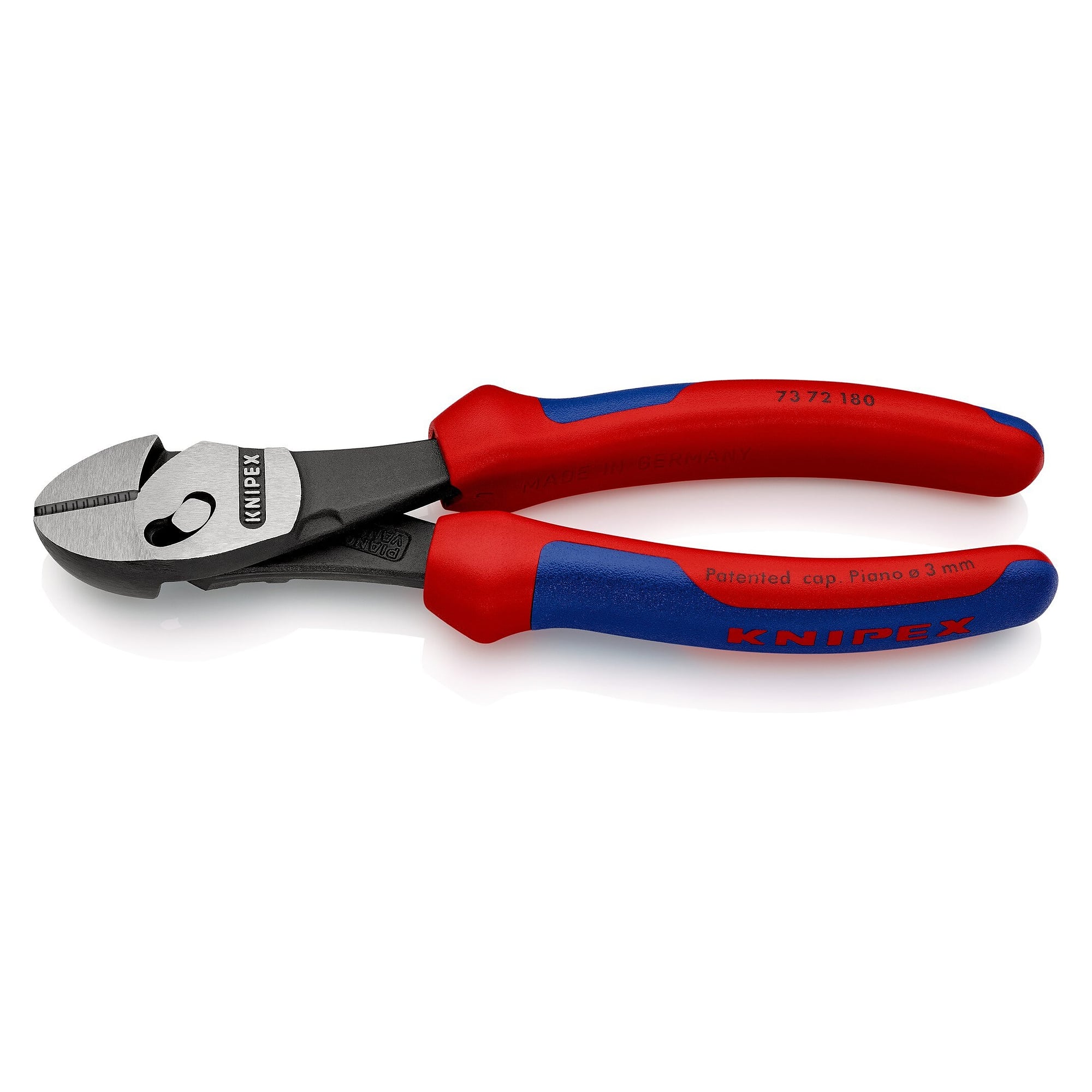 TwinForce high-performance diagonal cutter with double joint, 62 HRC edges, 180 mm - Knipex 73 72 180 BK